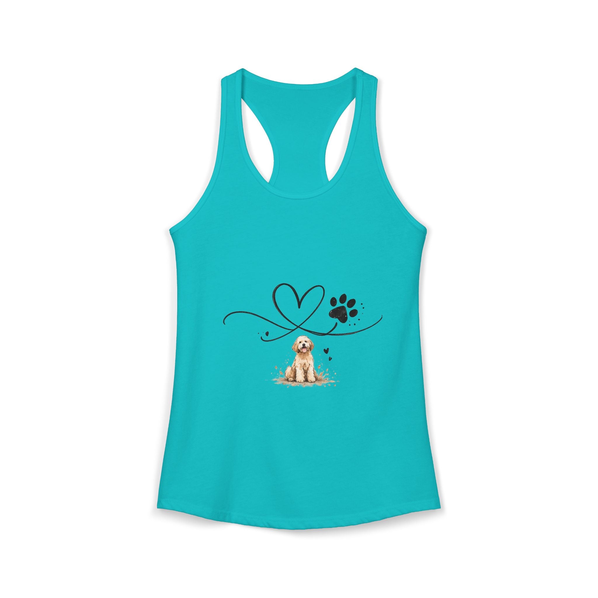 Cute Doodle Dog Mom Tank Top – Paw Print Heart Shirt, Goldendoodle Lover Gift, Racerback Tank