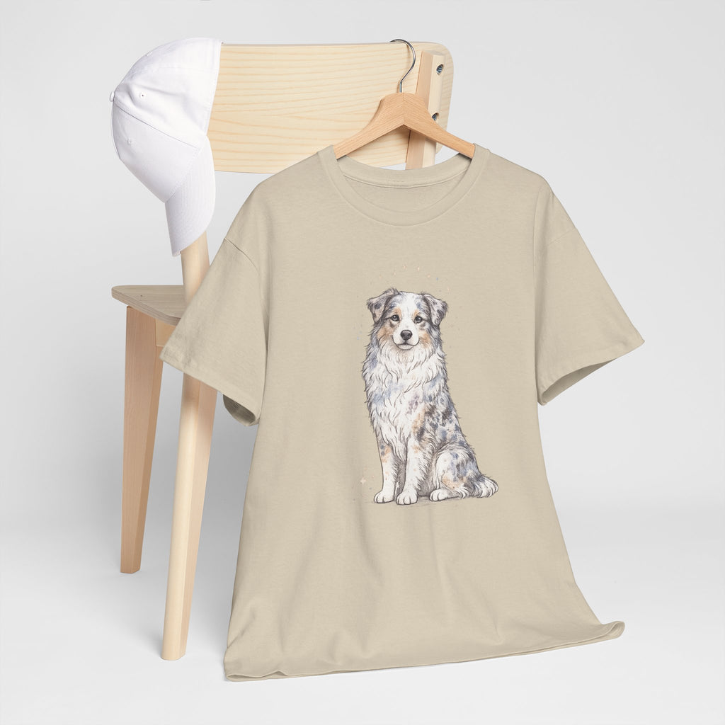 Australian Shepherd Watercolor T‑Shirt — Cute Dog Portrait Tee