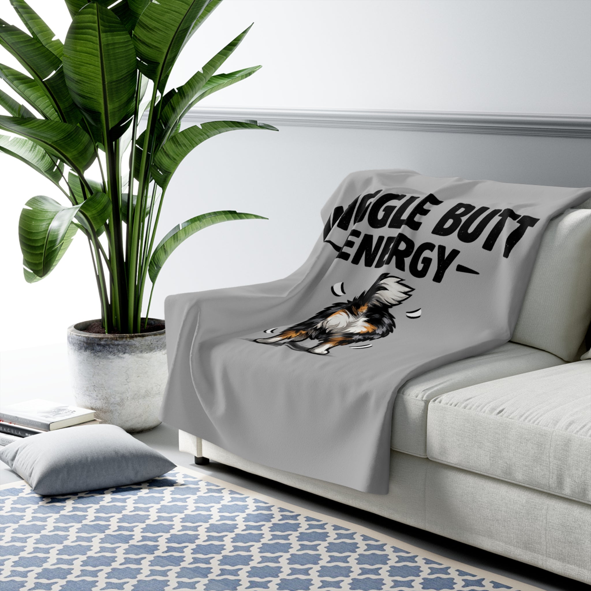 Wiggle Butt Energy Sherpa Blanket – Australian Shepherd Throw, Funny Dog Lover Gift, Cozy Aussie Dog Mom Blanket