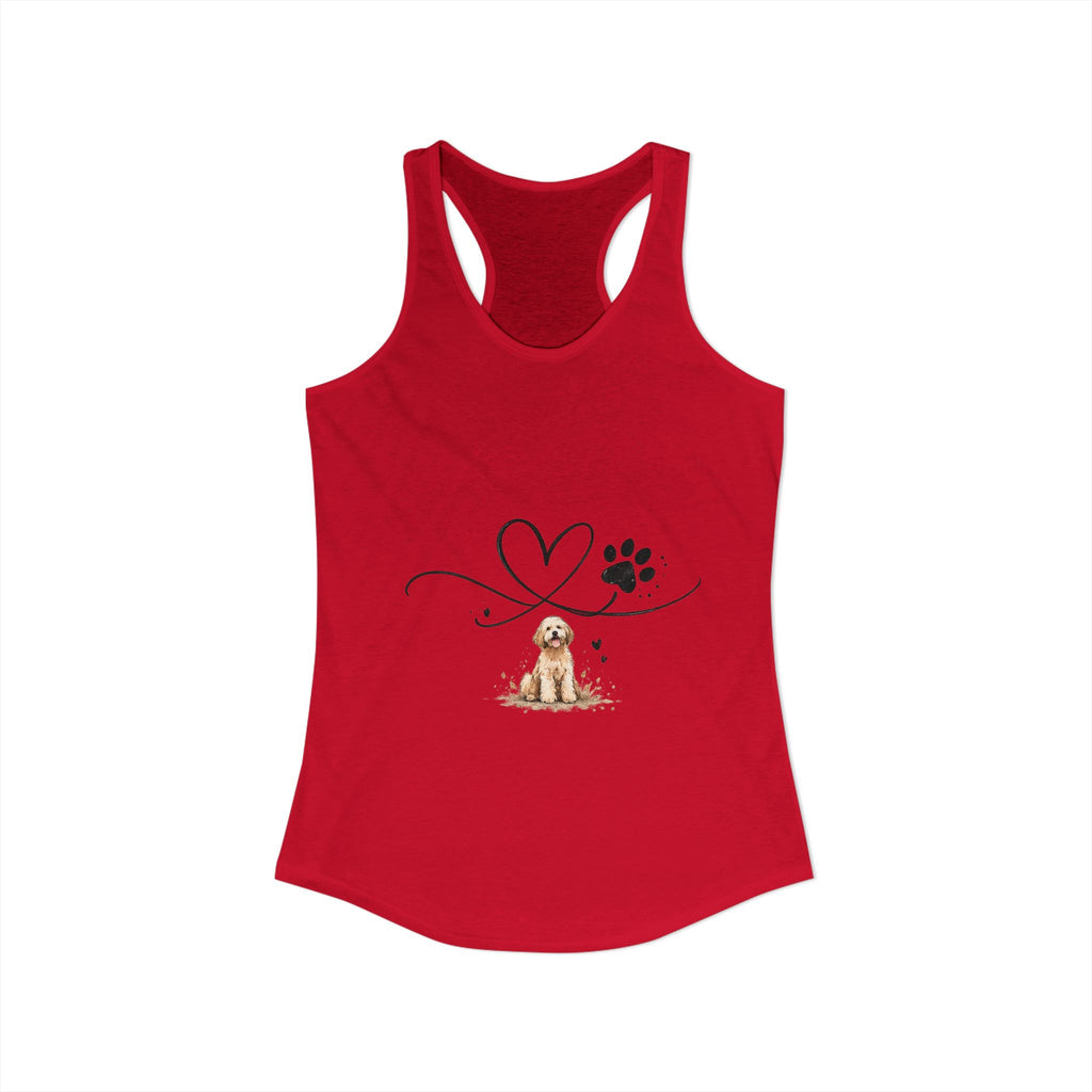 Cute Doodle Dog Mom Tank Top – Paw Print Heart Shirt, Goldendoodle Lover Gift, Racerback Tank