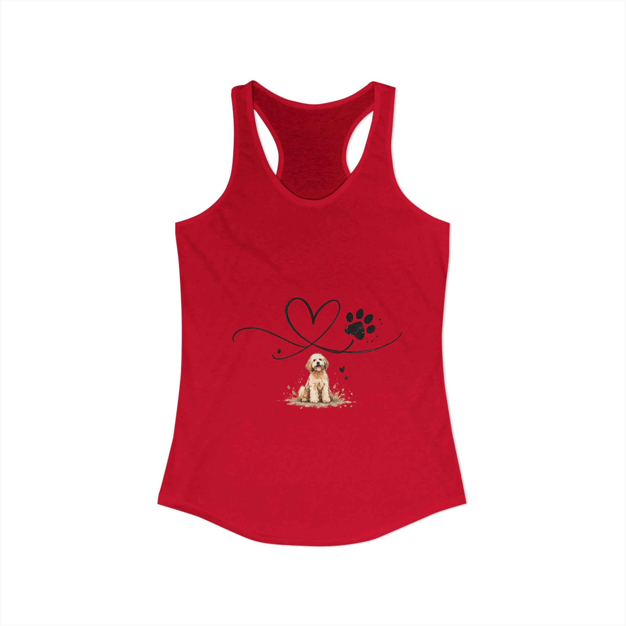 Cute Doodle Dog Mom Tank Top – Paw Print Heart Shirt, Goldendoodle Lover Gift, Racerback Tank