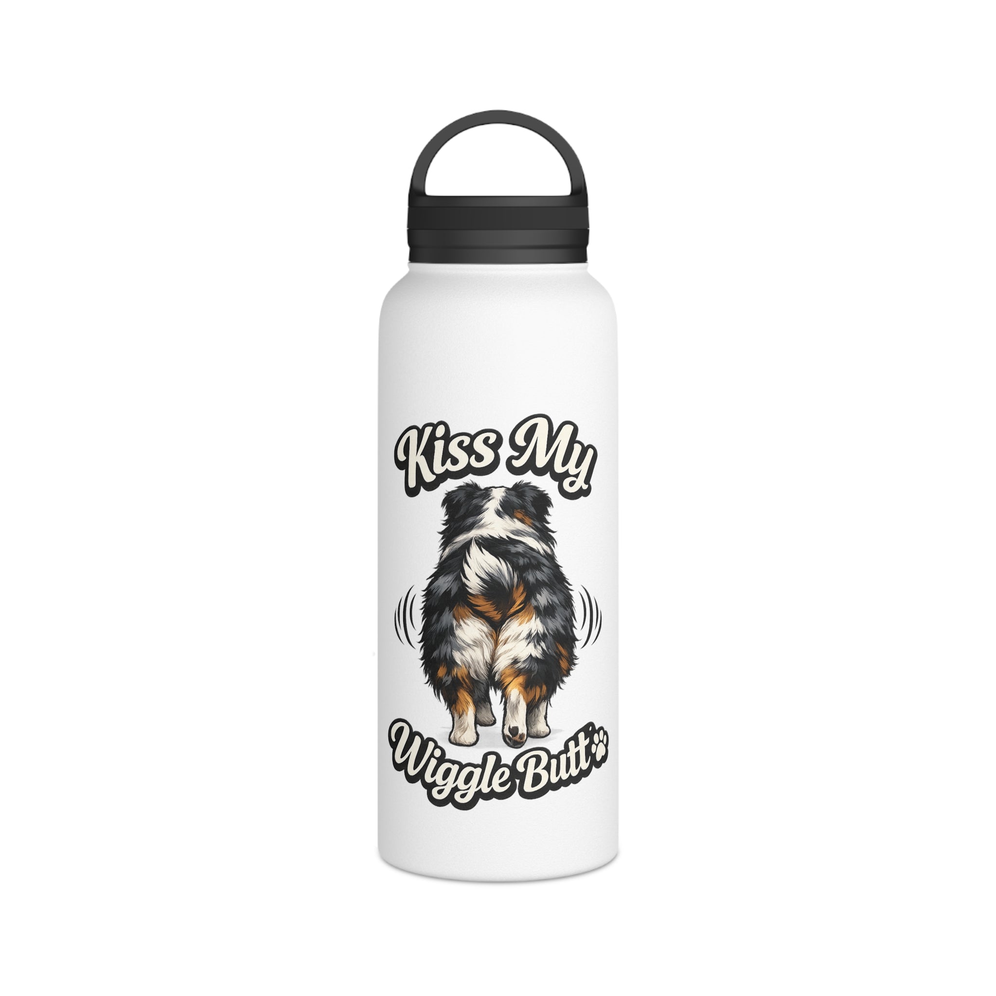 Kiss My Wiggle Butt Water Bottle | Aussie Dog Lover Gift | Australian Shepherd Funny Bottle | Dog Mom/Dad Hydration Bottle
