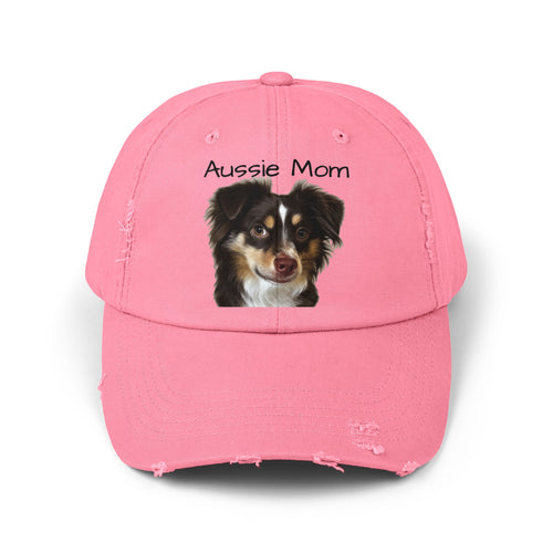 Aussie Mom Distressed Cap — Australian Shepherd Dog Mom Hat