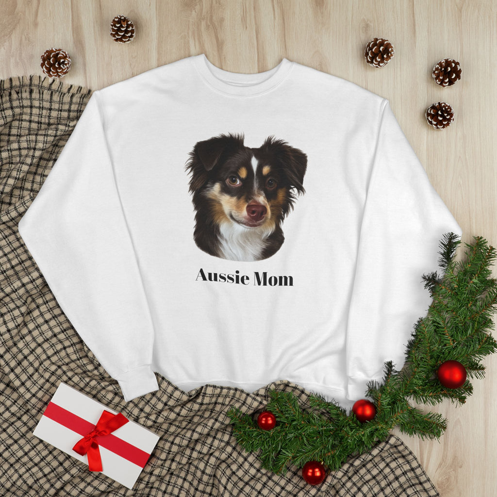 Aussie Mom Sweatshirt – Australian Shepherd Dog Lover Crewneck, Cute Dog Mom Gift, Cozy Aussie Owner Pullover