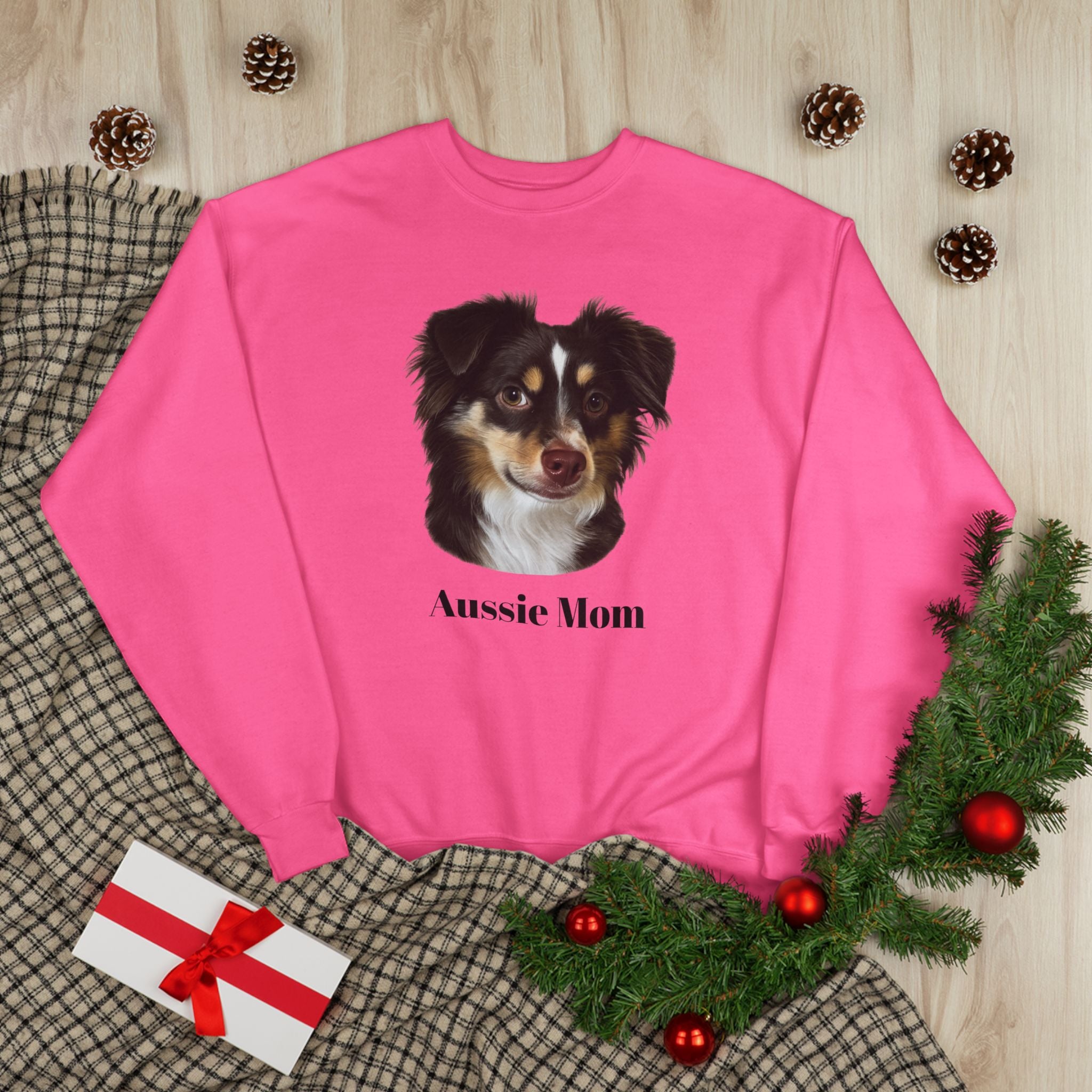 Aussie Mom Sweatshirt – Australian Shepherd Dog Lover Crewneck, Cute Dog Mom Gift, Cozy Aussie Owner Pullover