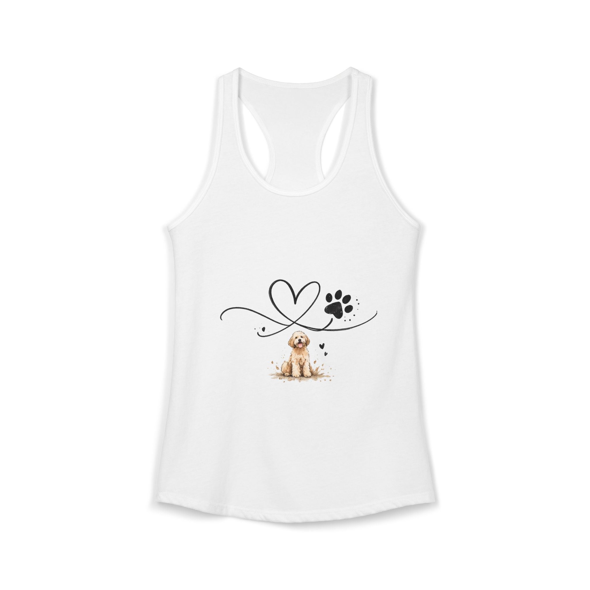 Cute Doodle Dog Mom Tank Top – Paw Print Heart Shirt, Goldendoodle Lover Gift, Racerback Tank