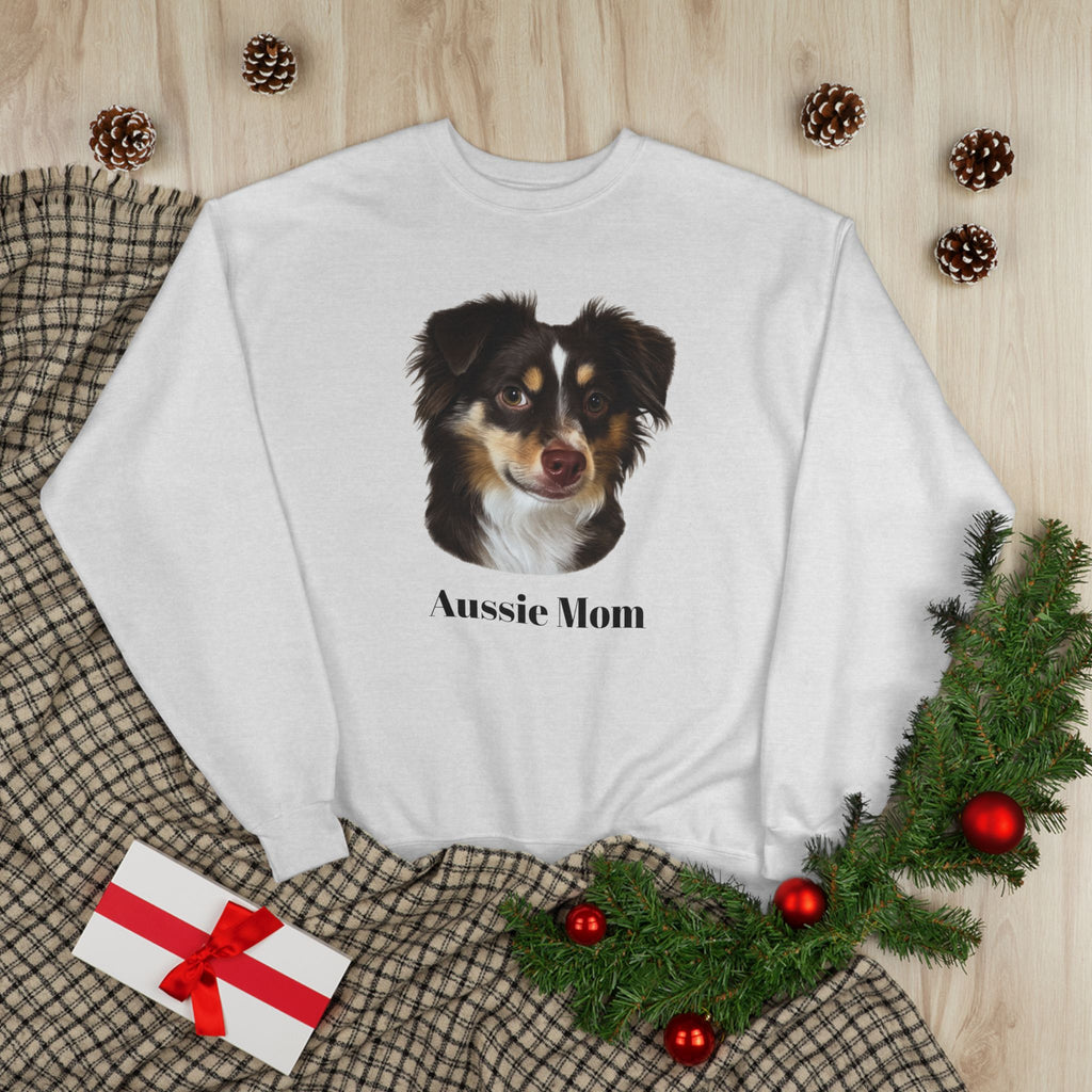 Aussie Mom Sweatshirt – Australian Shepherd Dog Lover Crewneck, Cute Dog Mom Gift, Cozy Aussie Owner Pullover