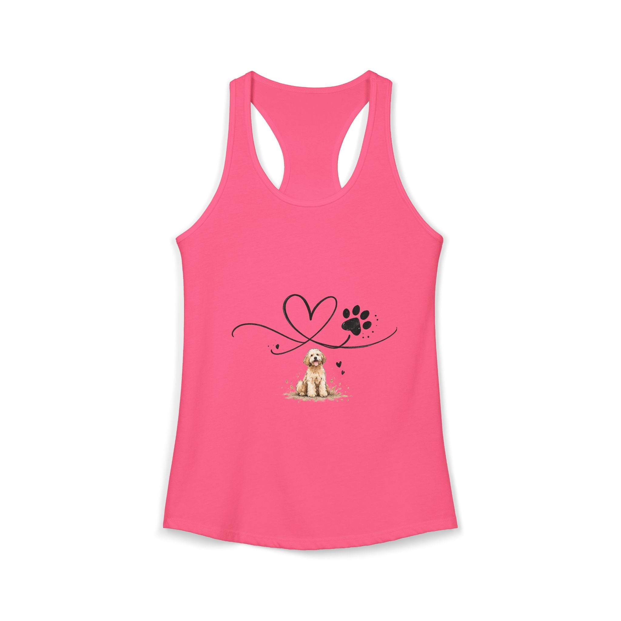Cute Doodle Dog Mom Tank Top – Paw Print Heart Shirt, Goldendoodle Lover Gift, Racerback Tank
