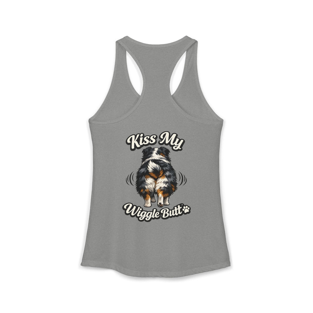 Kiss My Wiggle Butt Aussie Tank | Australian Shepherd Funny Dog Tank Top | Aussie Mom Shirt | Wiggle Butt Dog Lover Gift