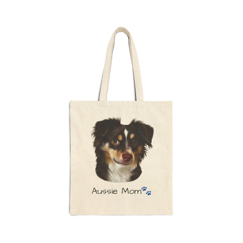 Aussie Mom Tote Bag – Australian Shepherd Dog Lover Canvas Tote, Cute Dog Mom Gift, Everyday Dog Owner Bag