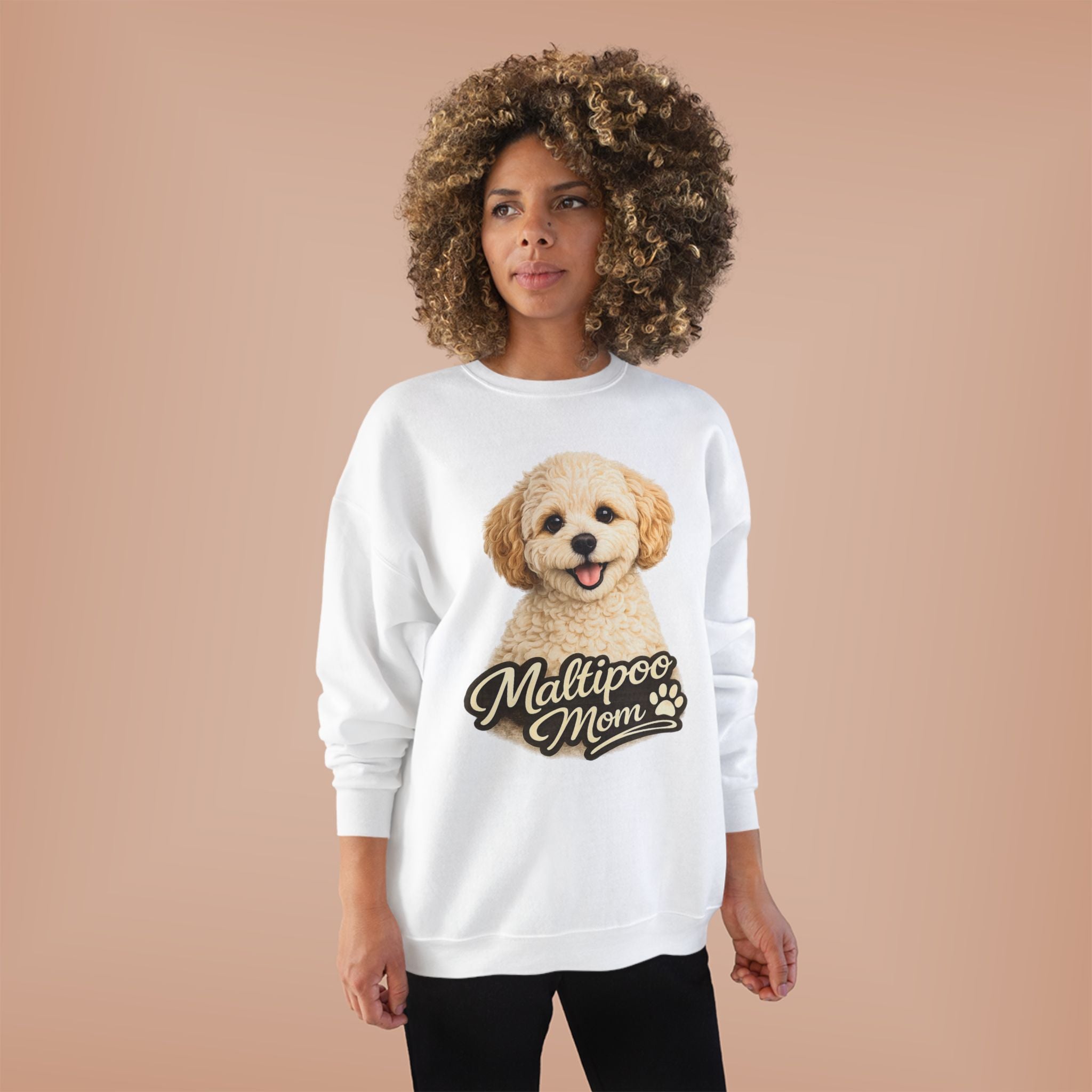 Maltipoo Mom Sweatshirt – Cozy Small Dog Mom Crewneck, Cute Maltipoo Gift, Dog Mom Pullover, Soft Neutral Sweatshirt