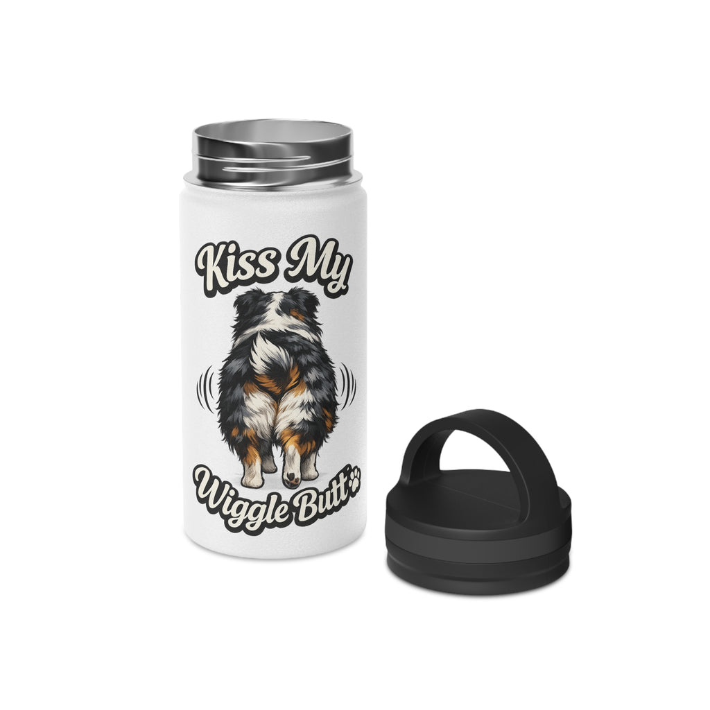 Kiss My Wiggle Butt Water Bottle | Aussie Dog Lover Gift | Australian Shepherd Funny Bottle | Dog Mom/Dad Hydration Bottle