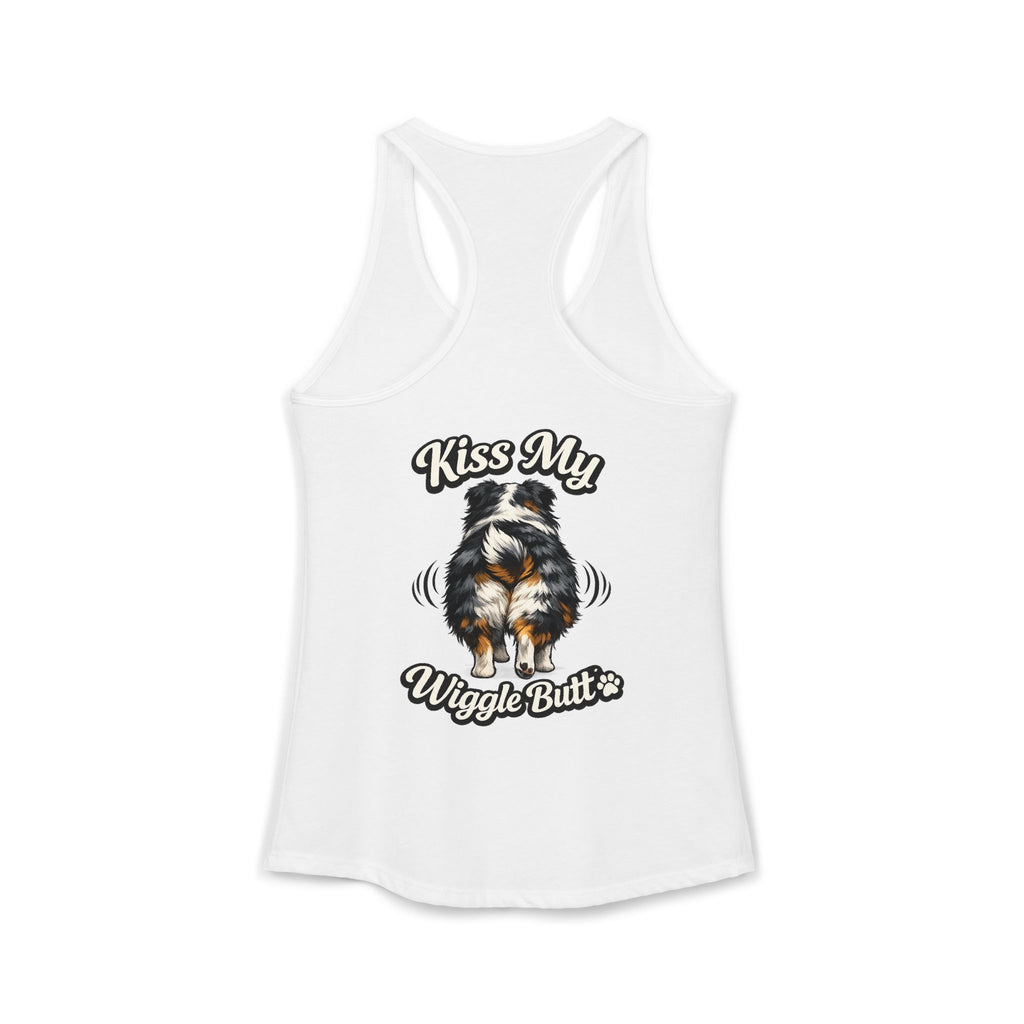 Kiss My Wiggle Butt Aussie Tank | Australian Shepherd Funny Dog Tank Top | Aussie Mom Shirt | Wiggle Butt Dog Lover Gift