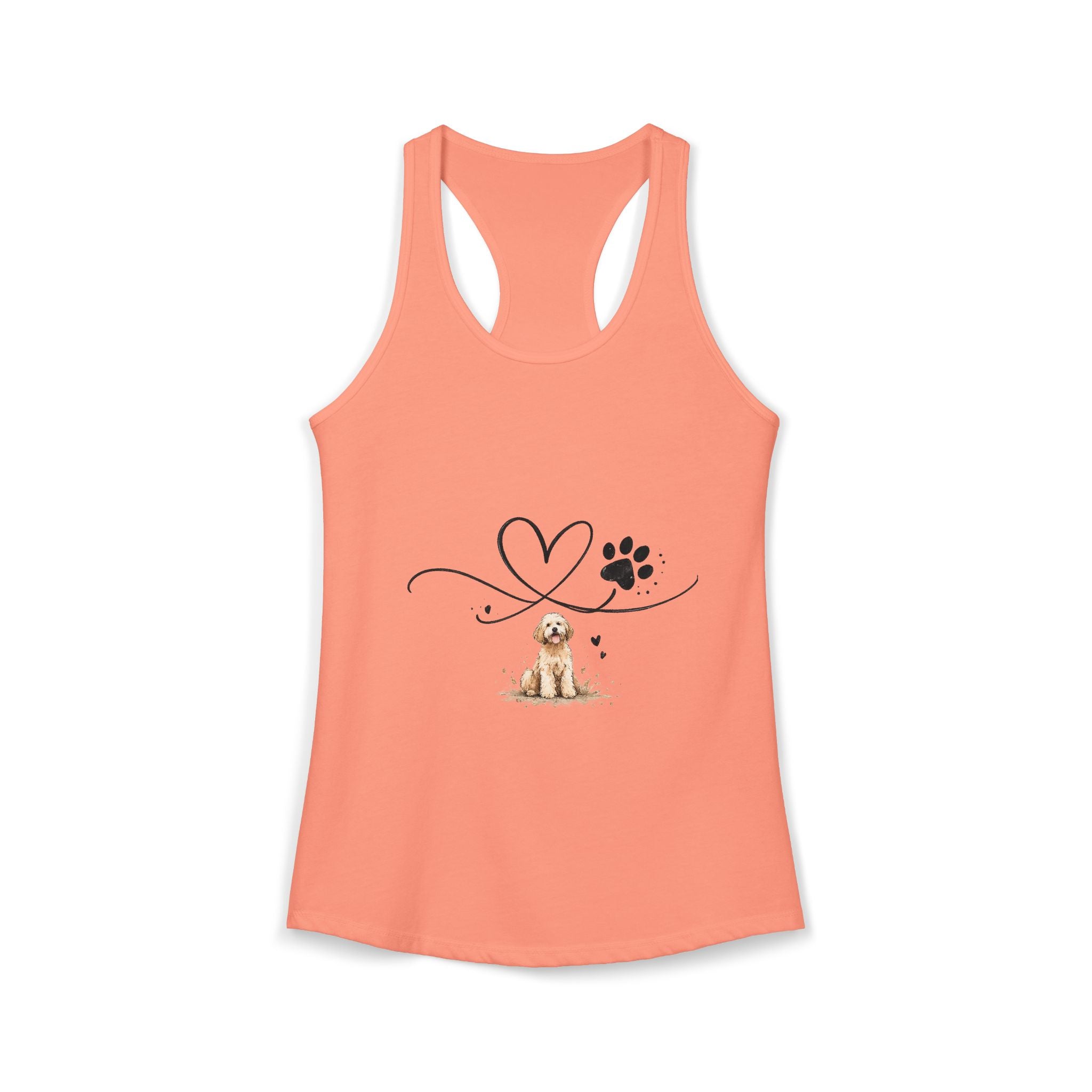 Cute Doodle Dog Mom Tank Top – Paw Print Heart Shirt, Goldendoodle Lover Gift, Racerback Tank