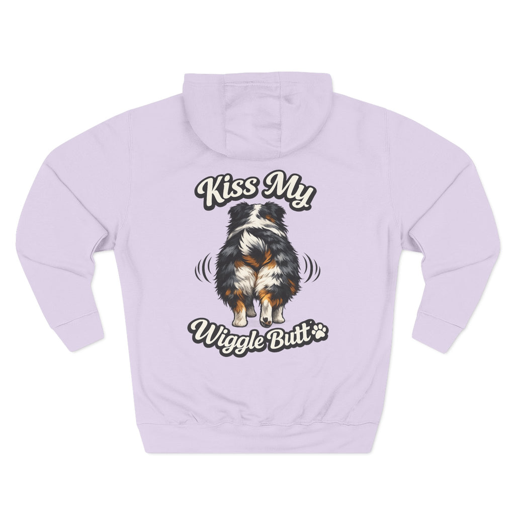 Kiss My Wiggle Butt Aussie Hoodie | Funny Australian Shepherd Sweatshirt | Dog Mom/Dad Hoodie | Aussie Lover Gift