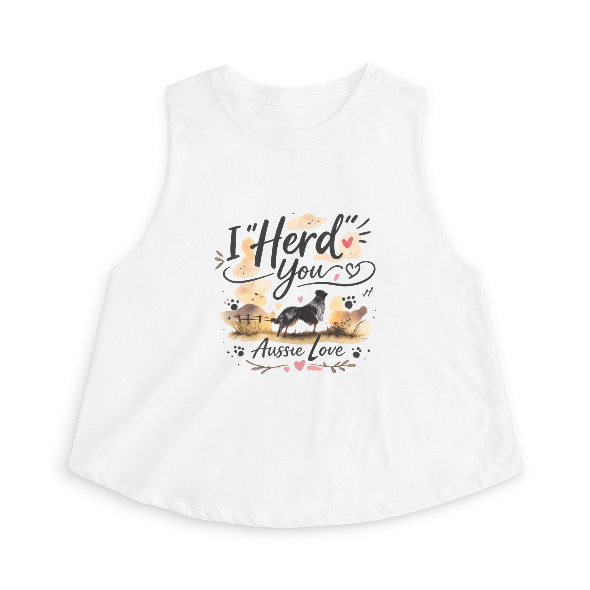 Aussie Love Crop Top – "I Herd You" Australian Shepherd Tank