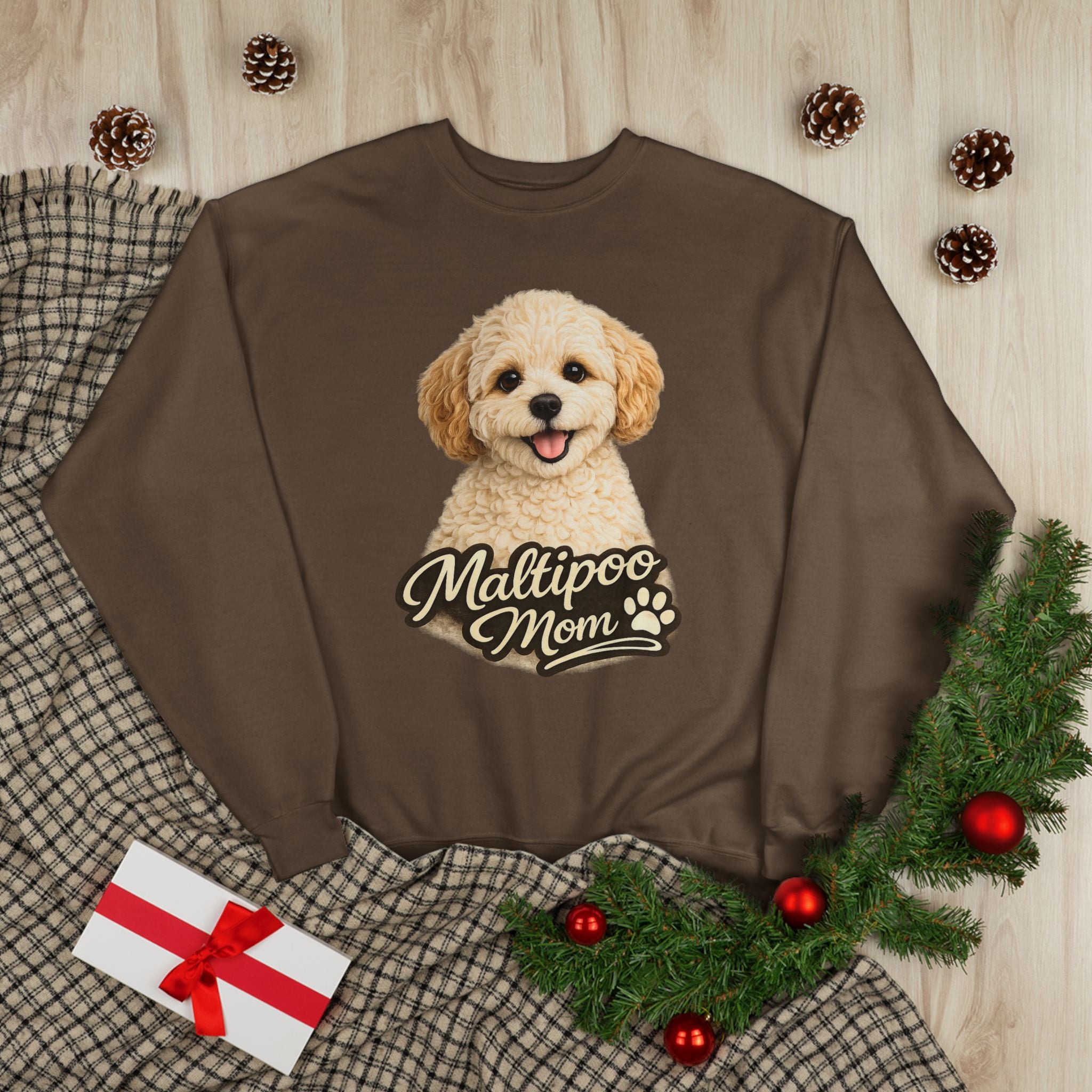 Maltipoo Mom Sweatshirt – Cozy Small Dog Mom Crewneck, Cute Maltipoo Gift, Dog Mom Pullover, Soft Neutral Sweatshirt