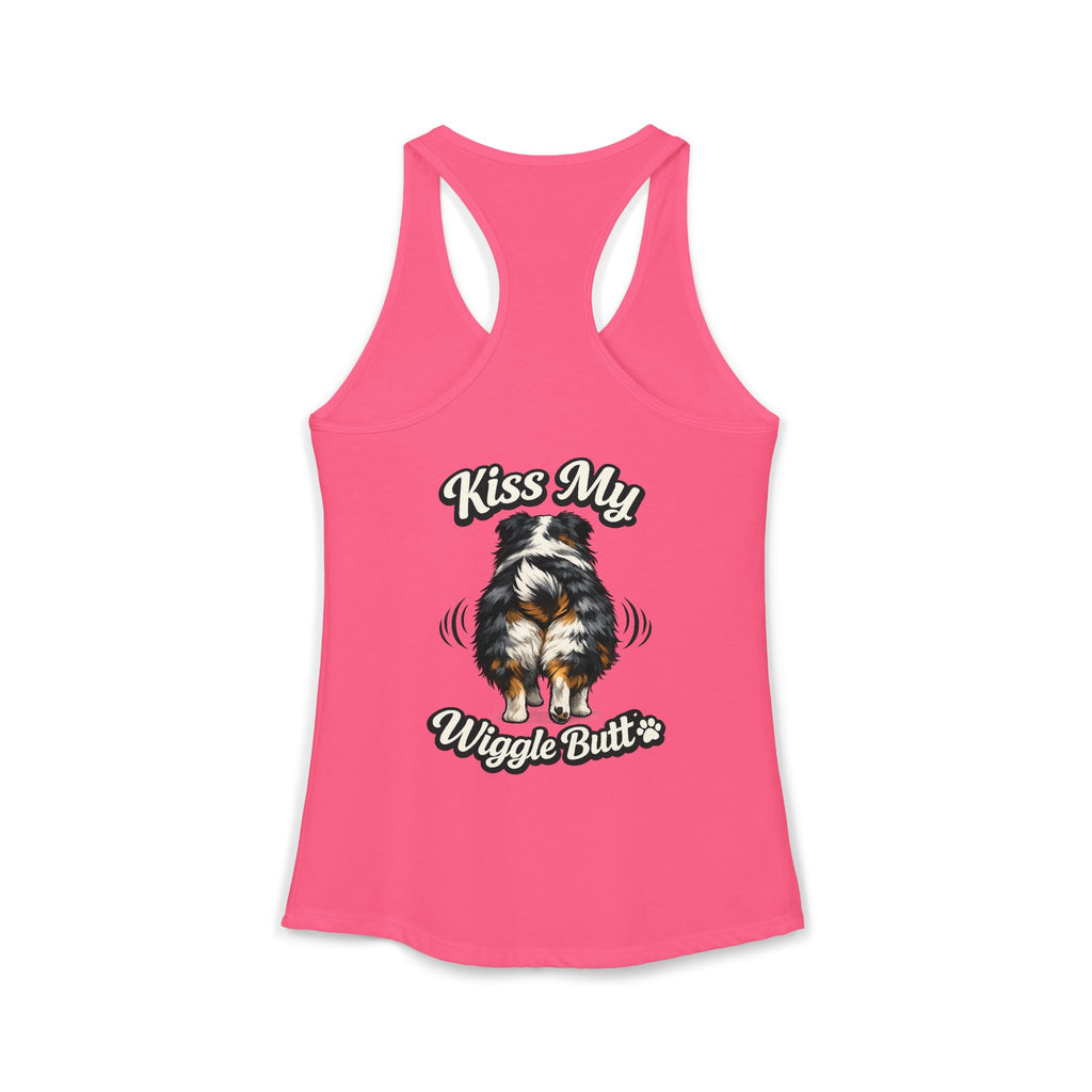 Kiss My Wiggle Butt Aussie Tank | Australian Shepherd Funny Dog Tank Top | Aussie Mom Shirt | Wiggle Butt Dog Lover Gift
