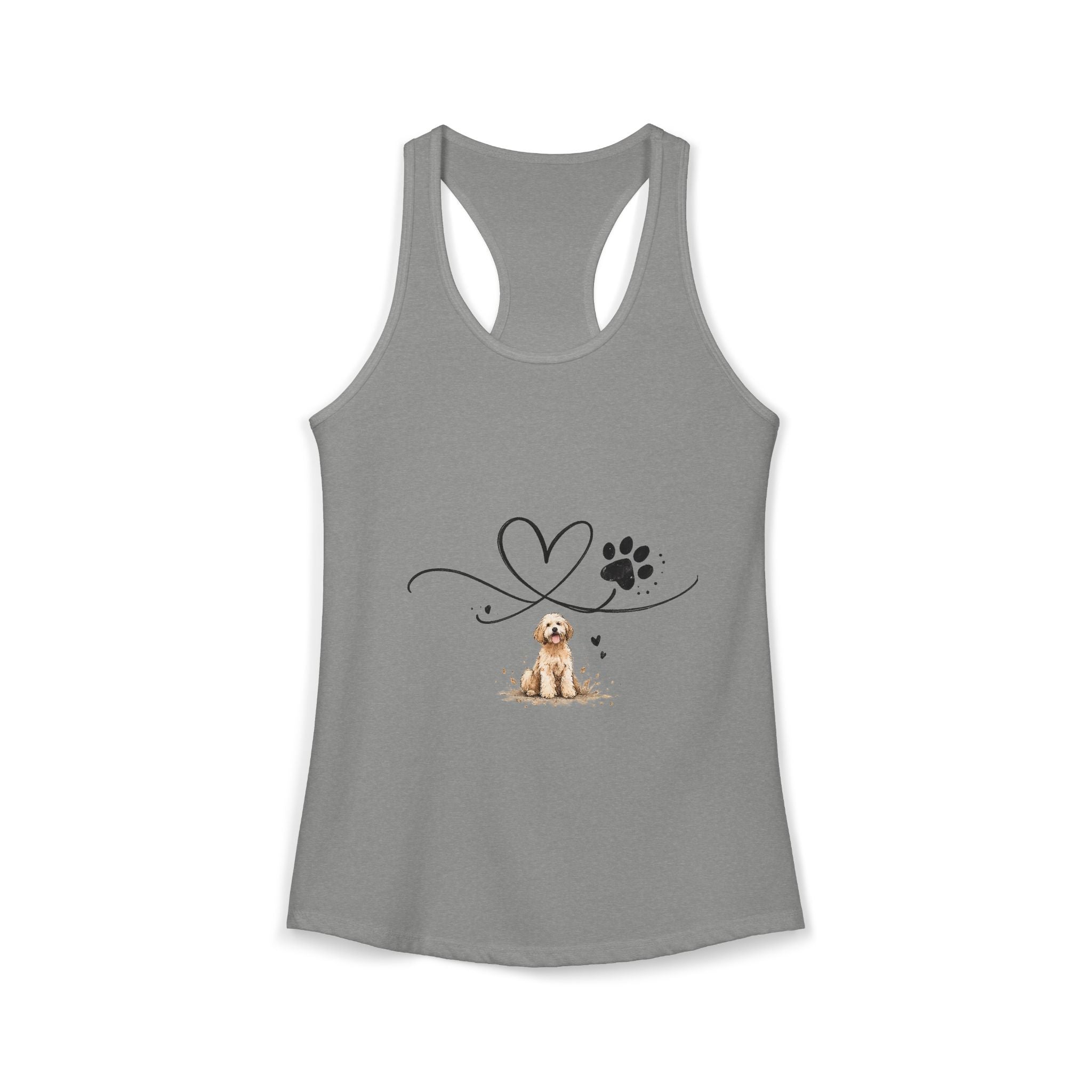 Cute Doodle Dog Mom Tank Top – Paw Print Heart Shirt, Goldendoodle Lover Gift, Racerback Tank
