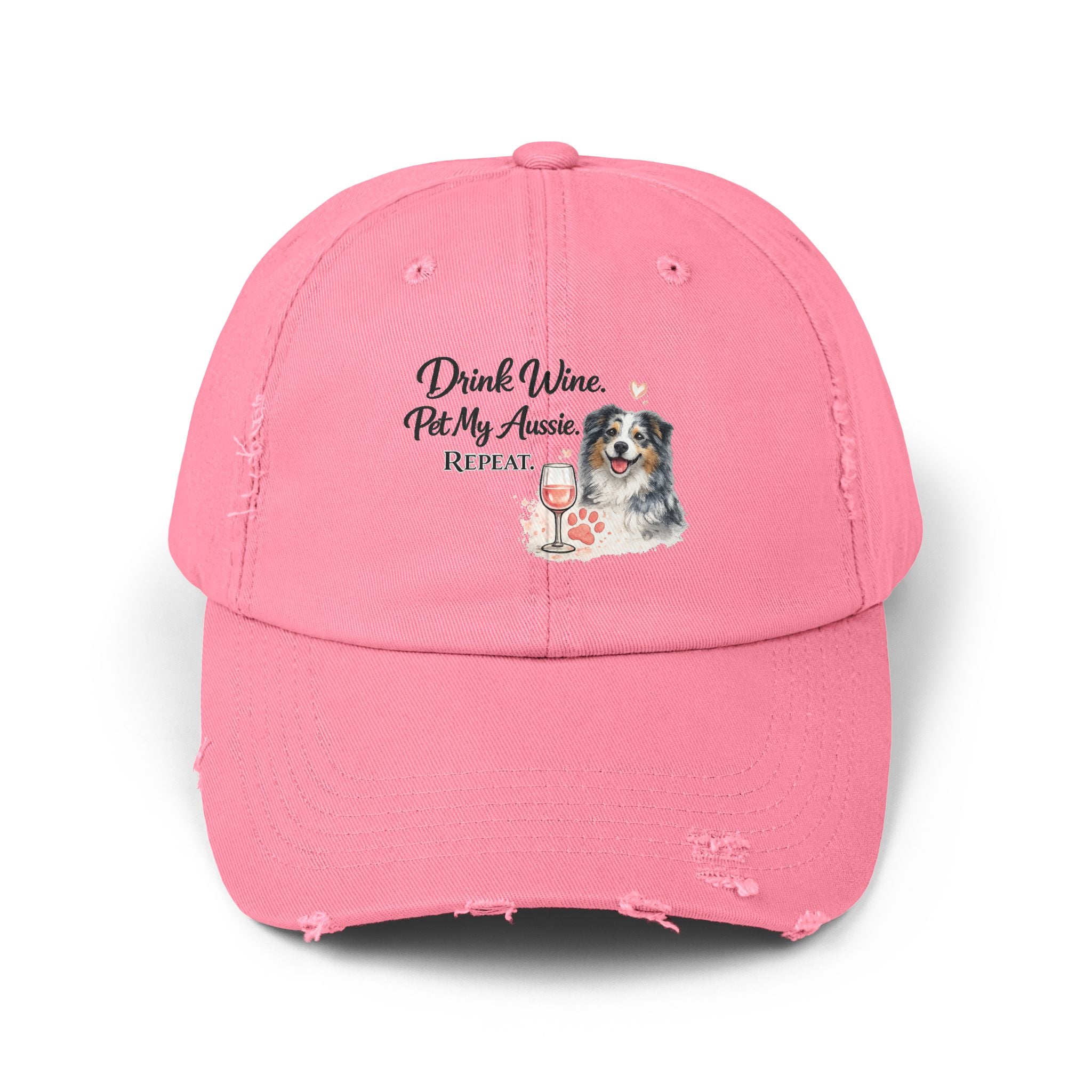 Drink Wine Pet My Aussie Repeat Hat – Funny Australian Shepherd Dog Mom Cap, Aussie Lover Gift, Dog Mom Wine Lover Hat