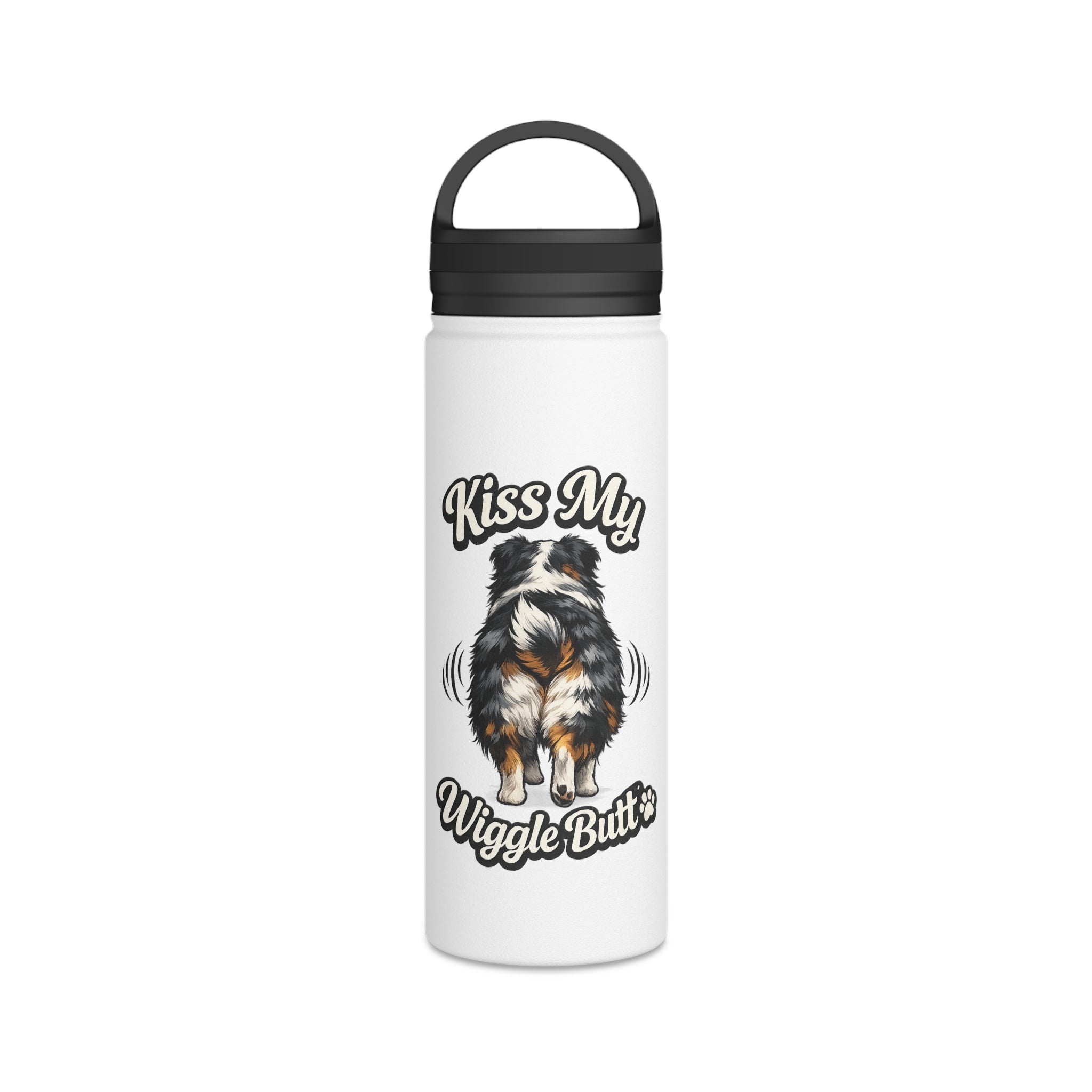 Kiss My Wiggle Butt Water Bottle | Aussie Dog Lover Gift | Australian Shepherd Funny Bottle | Dog Mom/Dad Hydration Bottle
