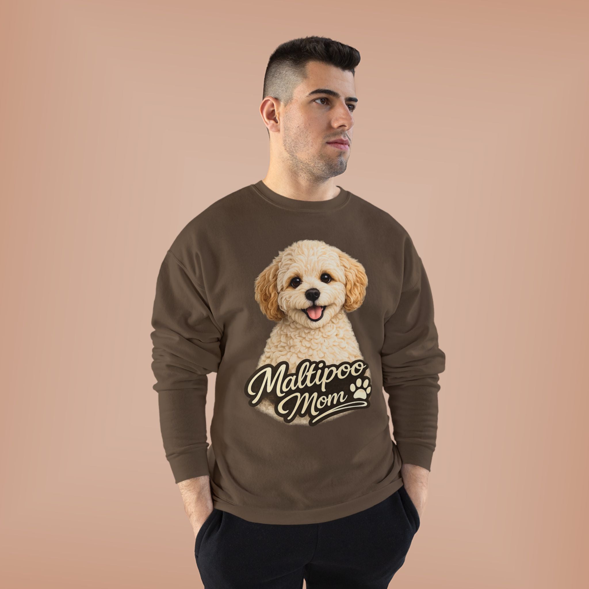 Maltipoo Mom Sweatshirt – Cozy Small Dog Mom Crewneck, Cute Maltipoo Gift, Dog Mom Pullover, Soft Neutral Sweatshirt