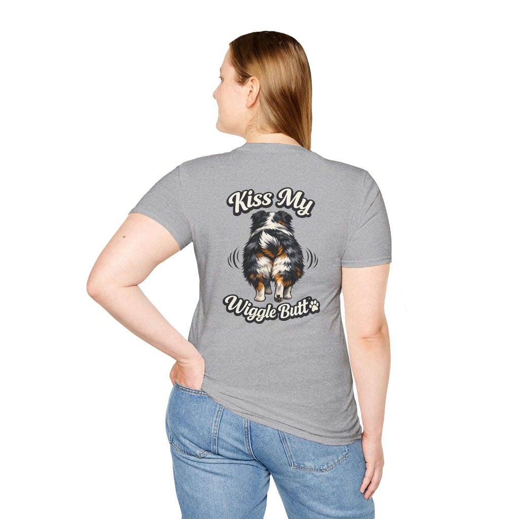 Kiss My Wiggle Butt Aussie Shirt | Australian Shepherd Funny Dog Tee | Aussie Mom Gift | Wiggle Butt Shirt