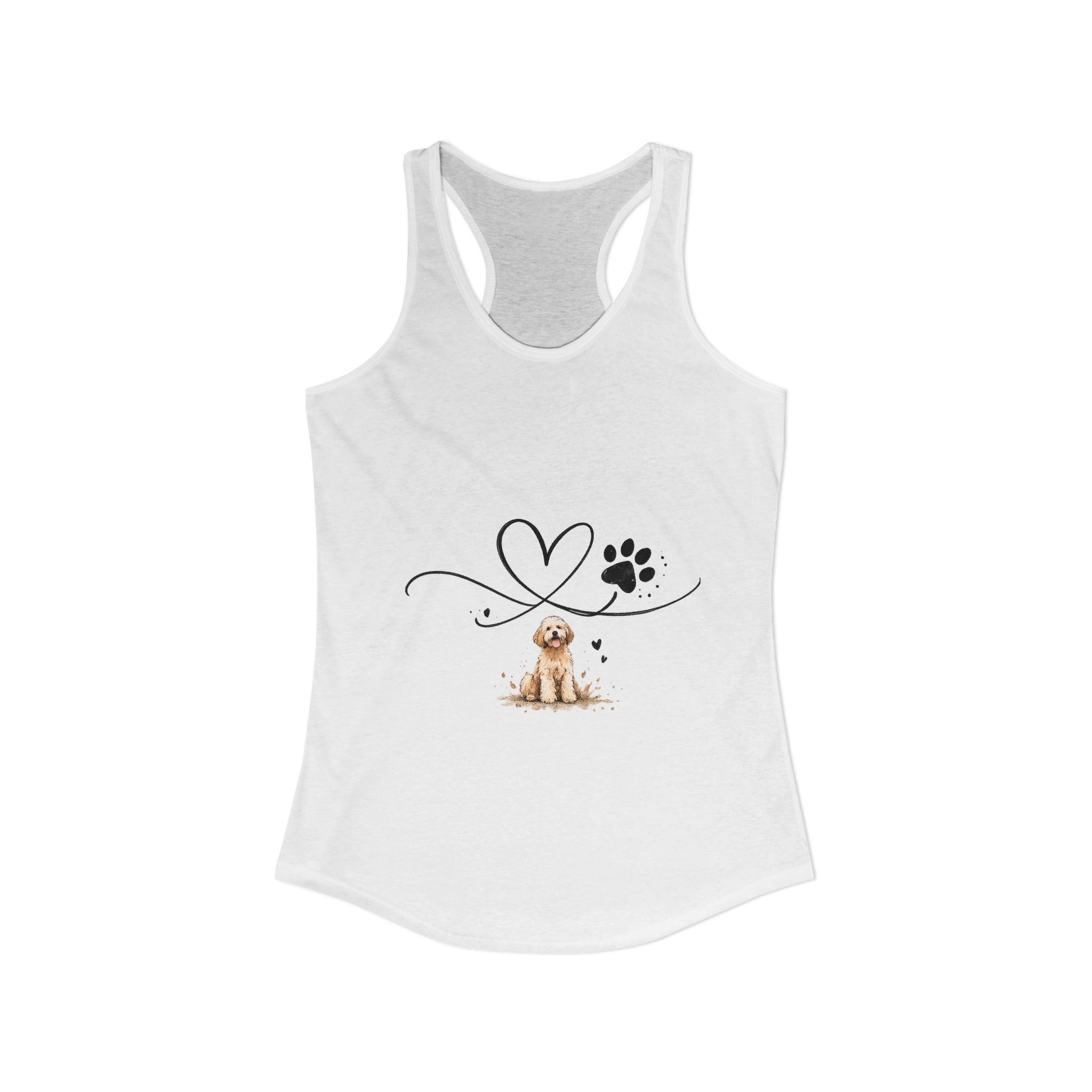 Cute Doodle Dog Mom Tank Top – Paw Print Heart Shirt, Goldendoodle Lover Gift, Racerback Tank
