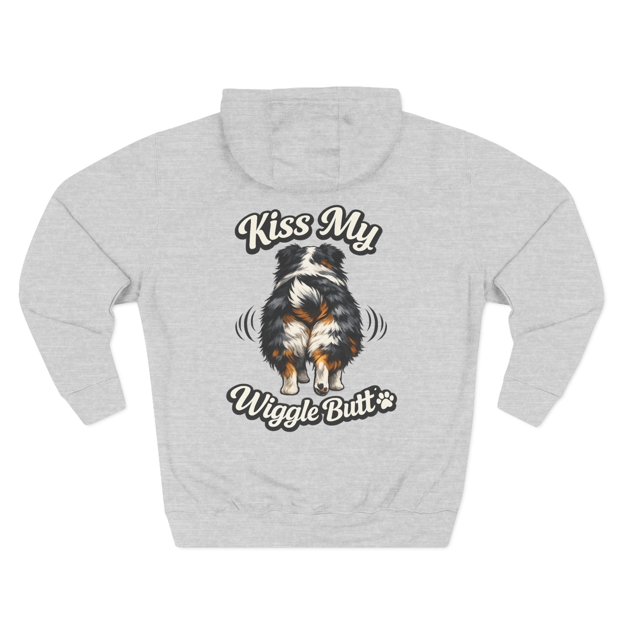 Kiss My Wiggle Butt Aussie Hoodie | Funny Australian Shepherd Sweatshirt | Dog Mom/Dad Hoodie | Aussie Lover Gift