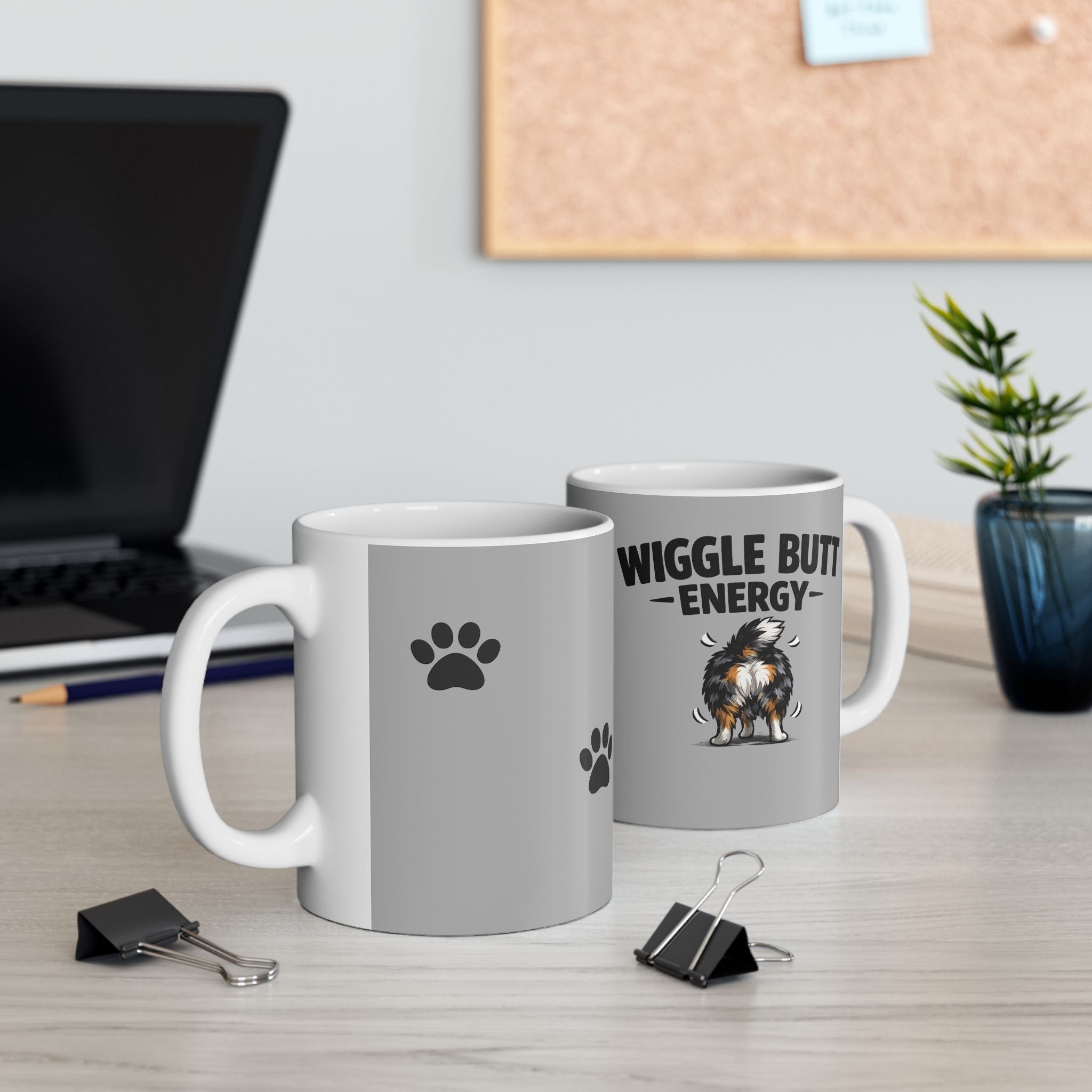 Wiggle Butt Energy Mug – Funny Australian Shepherd Coffee Mug, Dog Lover Gift, Aussie Owner Cup (11oz, 15oz)