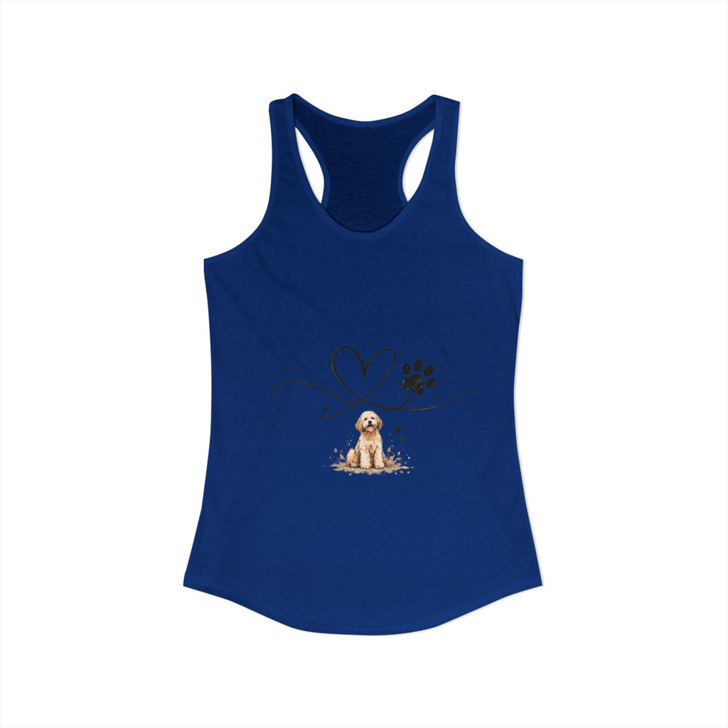 Cute Doodle Dog Mom Tank Top – Paw Print Heart Shirt, Goldendoodle Lover Gift, Racerback Tank