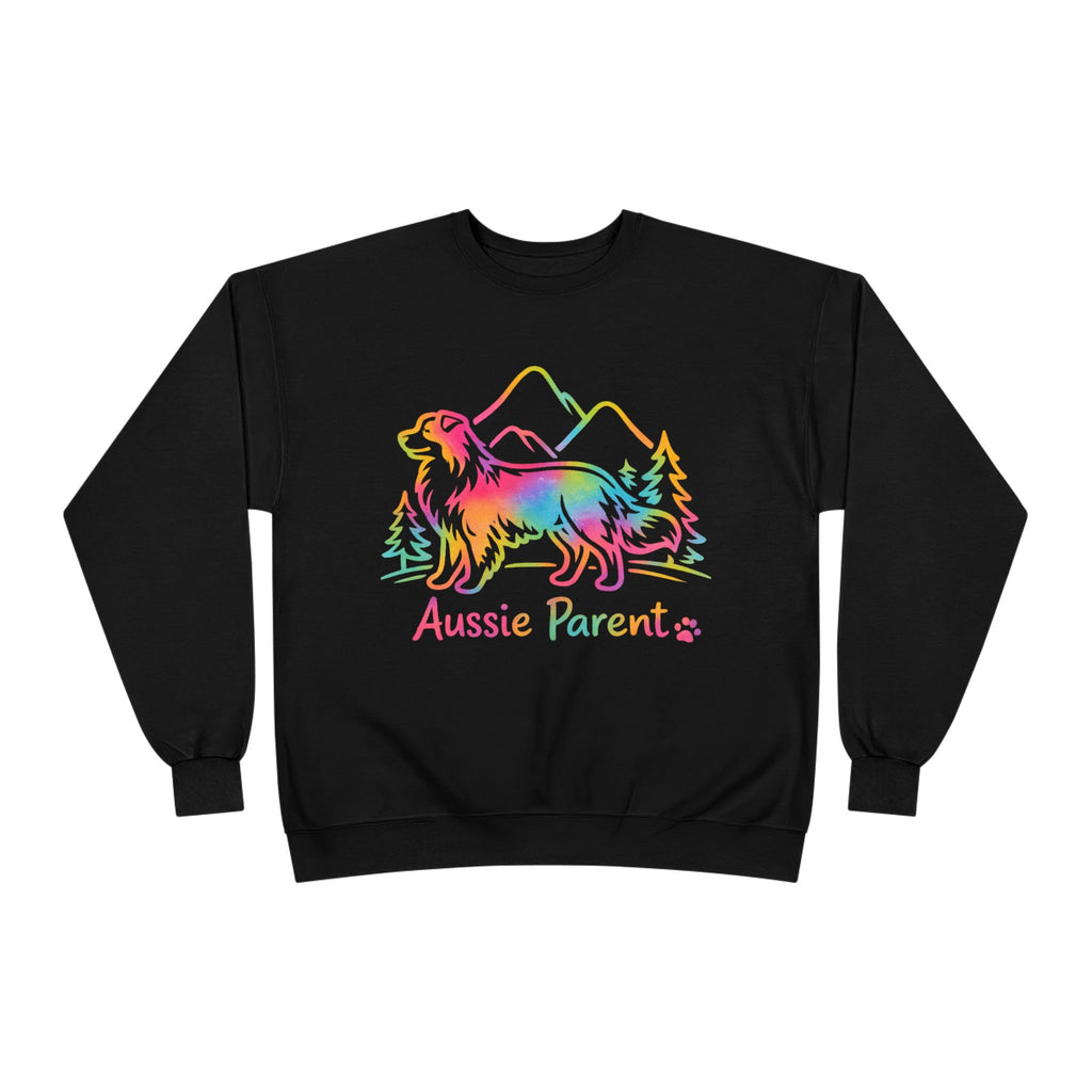 Aussie Parent Rainbow Sweatshirt – Australian Shepherd Dog Lover Crewneck, Aussie Mom Dad Gift, Colorful Dog Owner Pullover