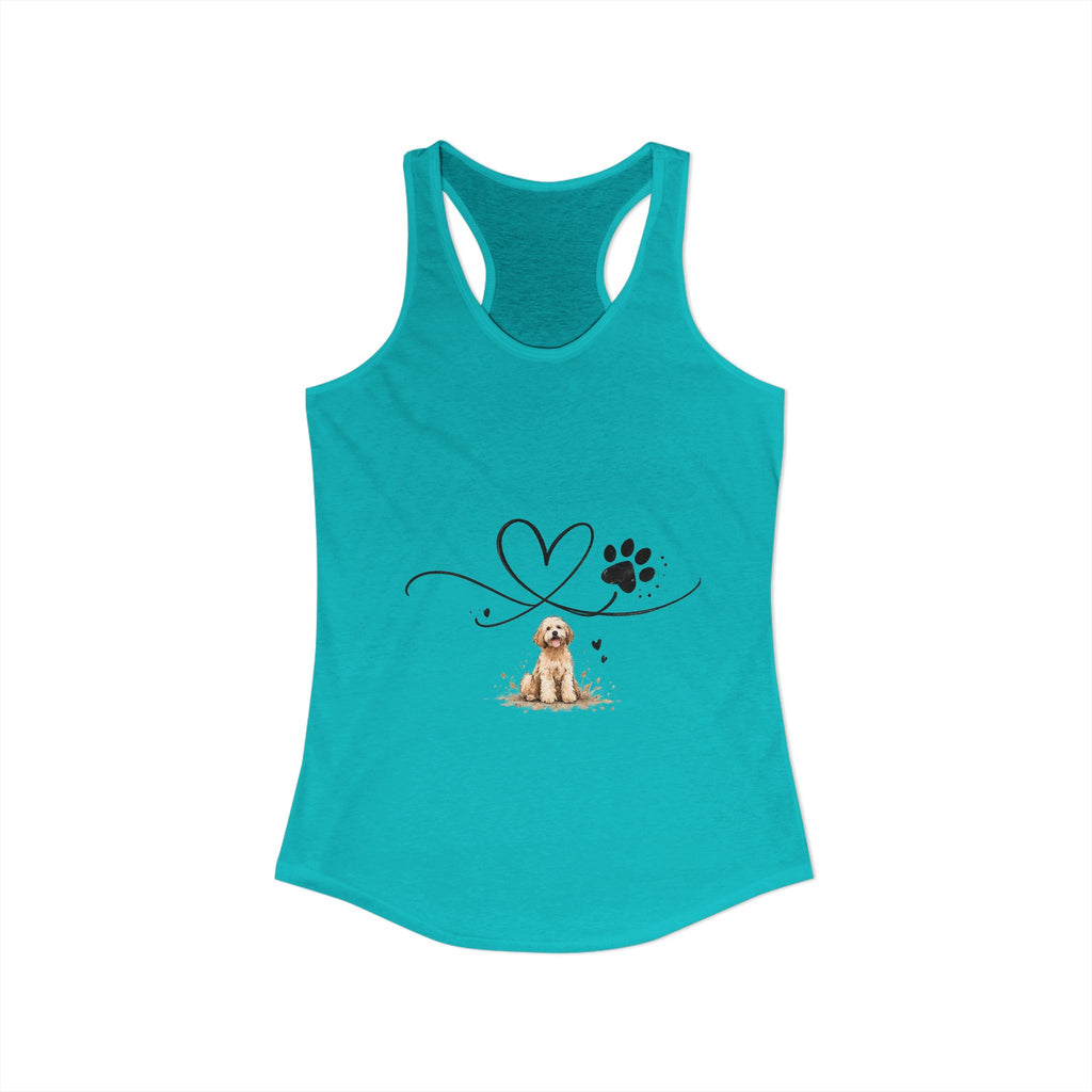 Cute Doodle Dog Mom Tank Top – Paw Print Heart Shirt, Goldendoodle Lover Gift, Racerback Tank
