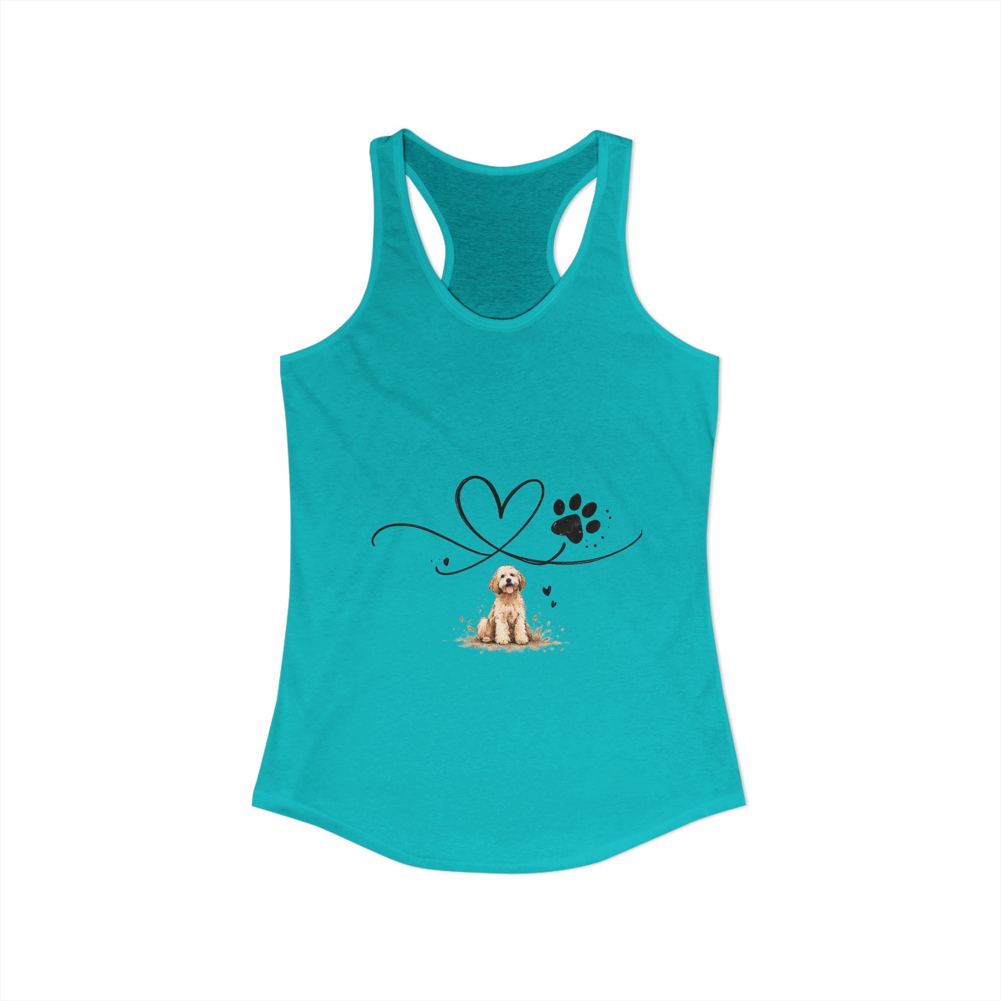Cute Doodle Dog Mom Tank Top – Paw Print Heart Shirt, Goldendoodle Lover Gift, Racerback Tank