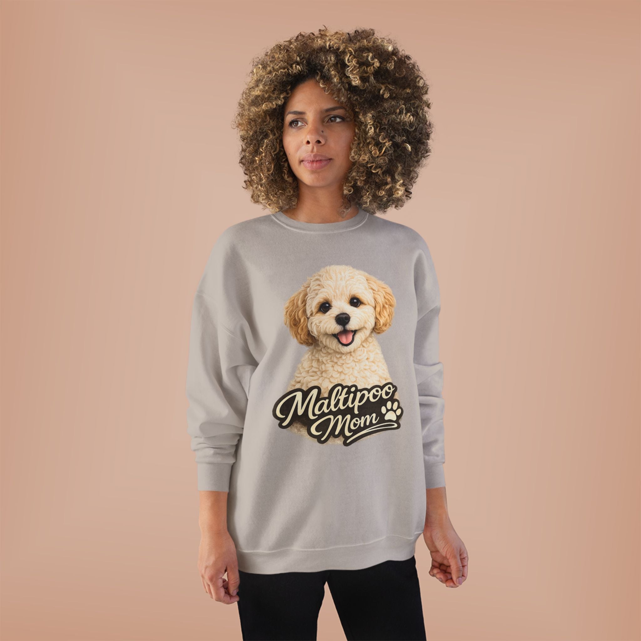 Maltipoo Mom Sweatshirt – Cozy Small Dog Mom Crewneck, Cute Maltipoo Gift, Dog Mom Pullover, Soft Neutral Sweatshirt