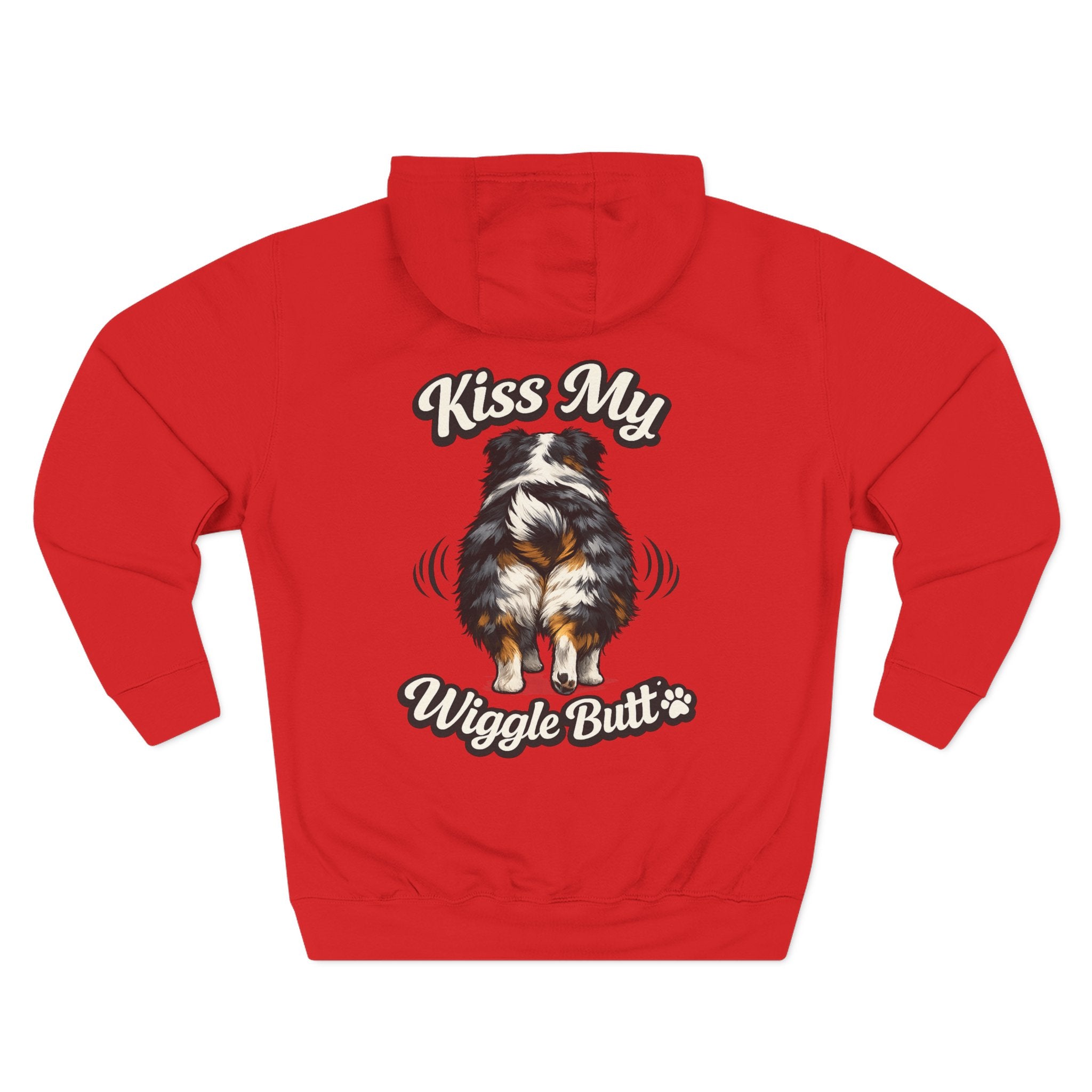 Kiss My Wiggle Butt Aussie Hoodie | Funny Australian Shepherd Sweatshirt | Dog Mom/Dad Hoodie | Aussie Lover Gift