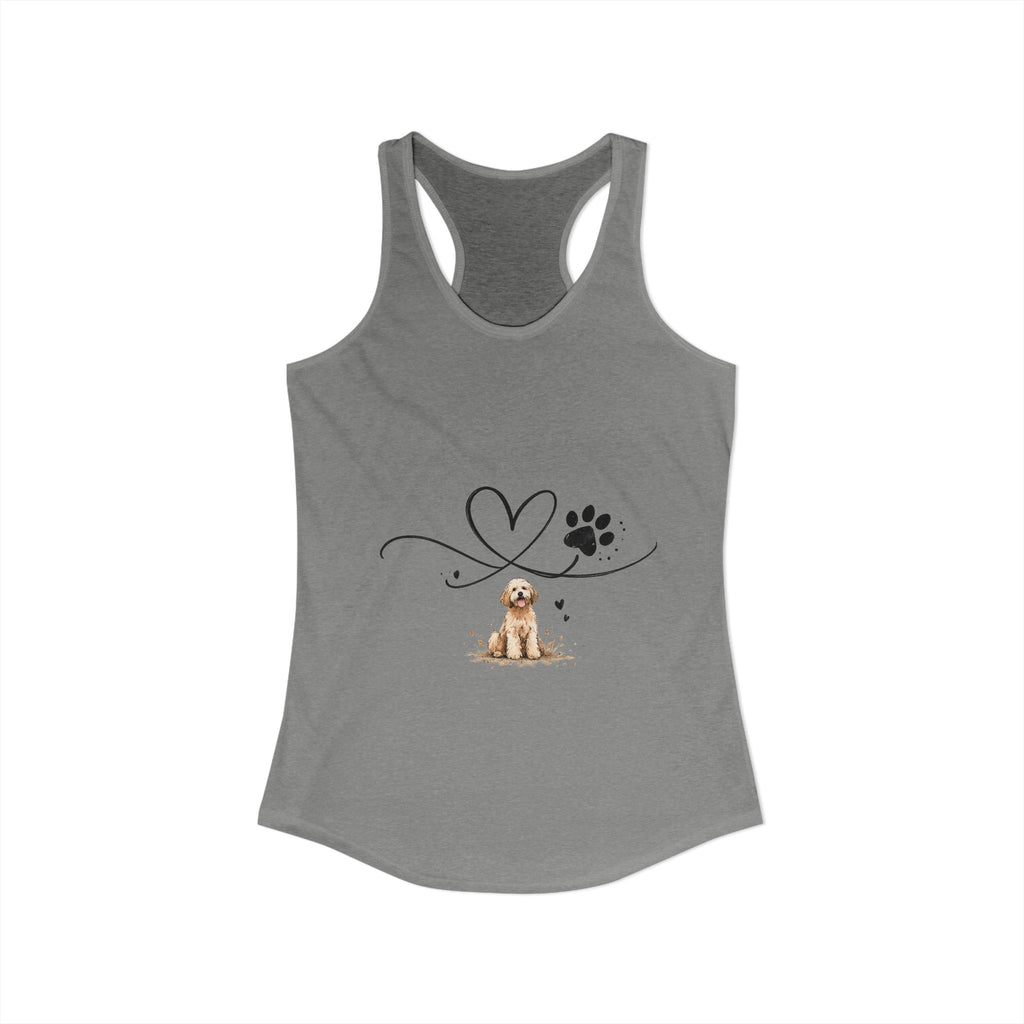 Cute Doodle Dog Mom Tank Top – Paw Print Heart Shirt, Goldendoodle Lover Gift, Racerback Tank