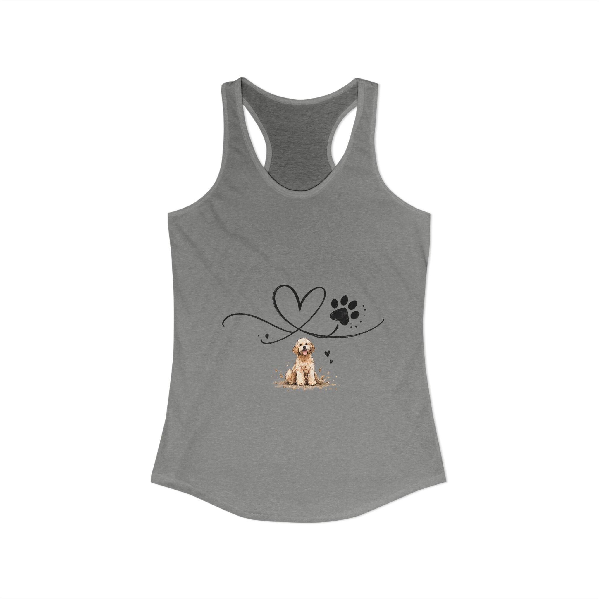 Cute Doodle Dog Mom Tank Top – Paw Print Heart Shirt, Goldendoodle Lover Gift, Racerback Tank