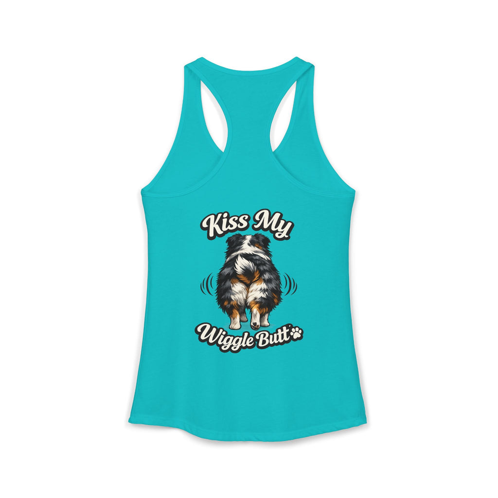 Kiss My Wiggle Butt Aussie Tank | Australian Shepherd Funny Dog Tank Top | Aussie Mom Shirt | Wiggle Butt Dog Lover Gift