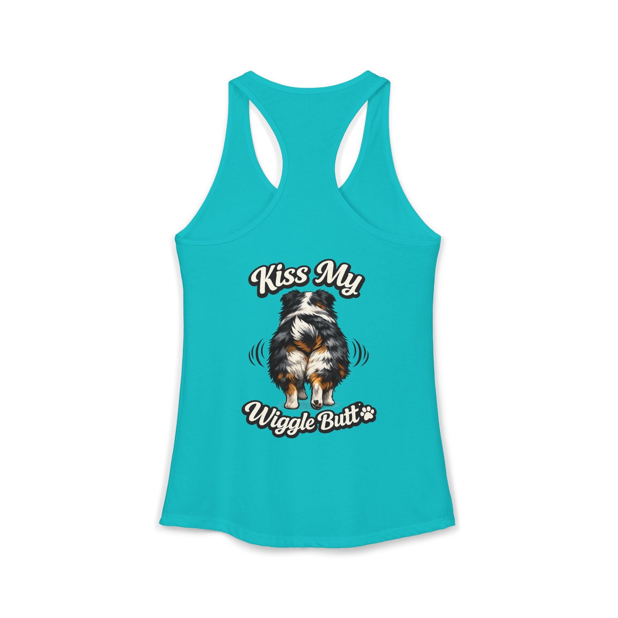 Kiss My Wiggle Butt Aussie Tank | Australian Shepherd Funny Dog Tank Top | Aussie Mom Shirt | Wiggle Butt Dog Lover Gift
