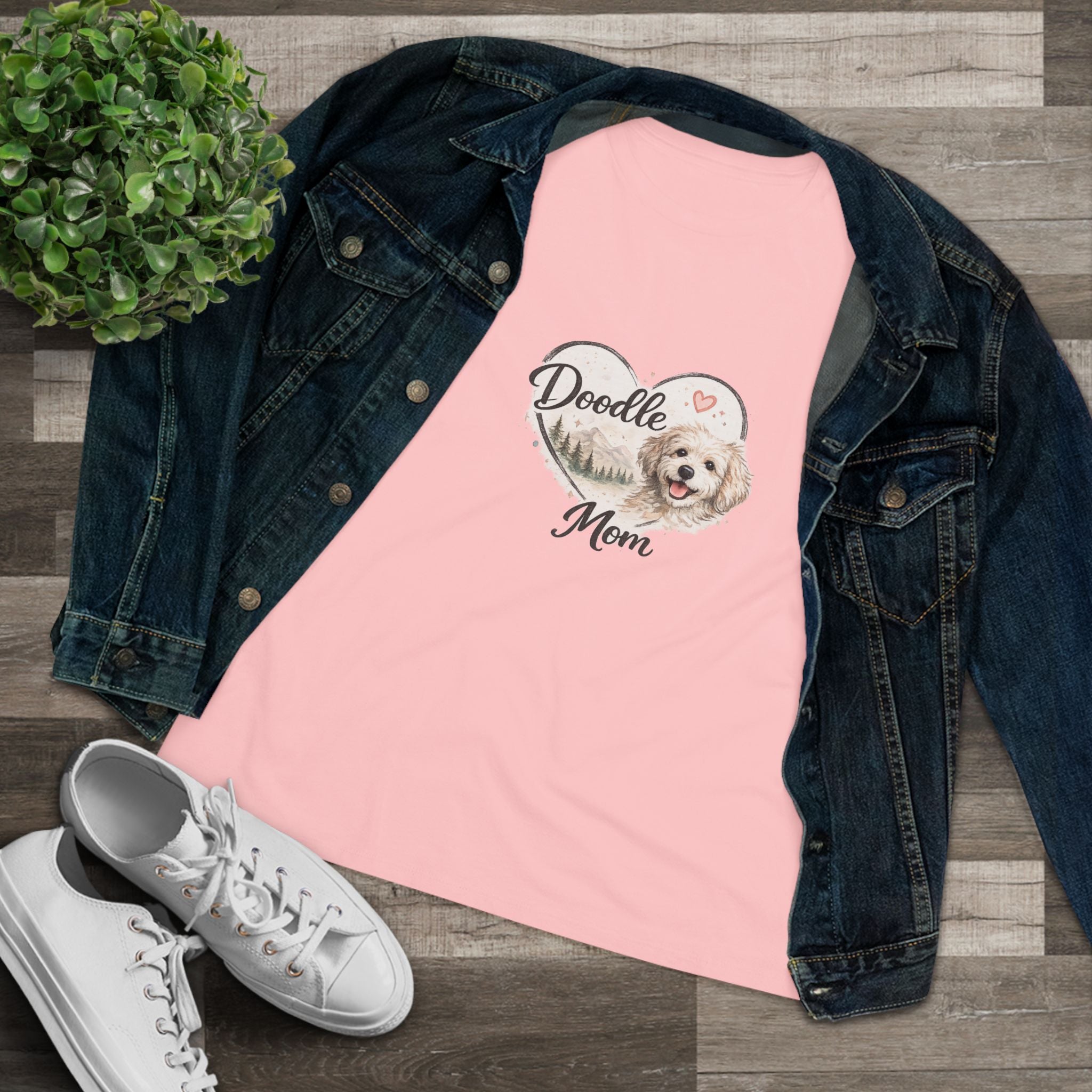 Doodle Mom T‑Shirt — Women’s Dog Lover Tee with Heart Paw Design