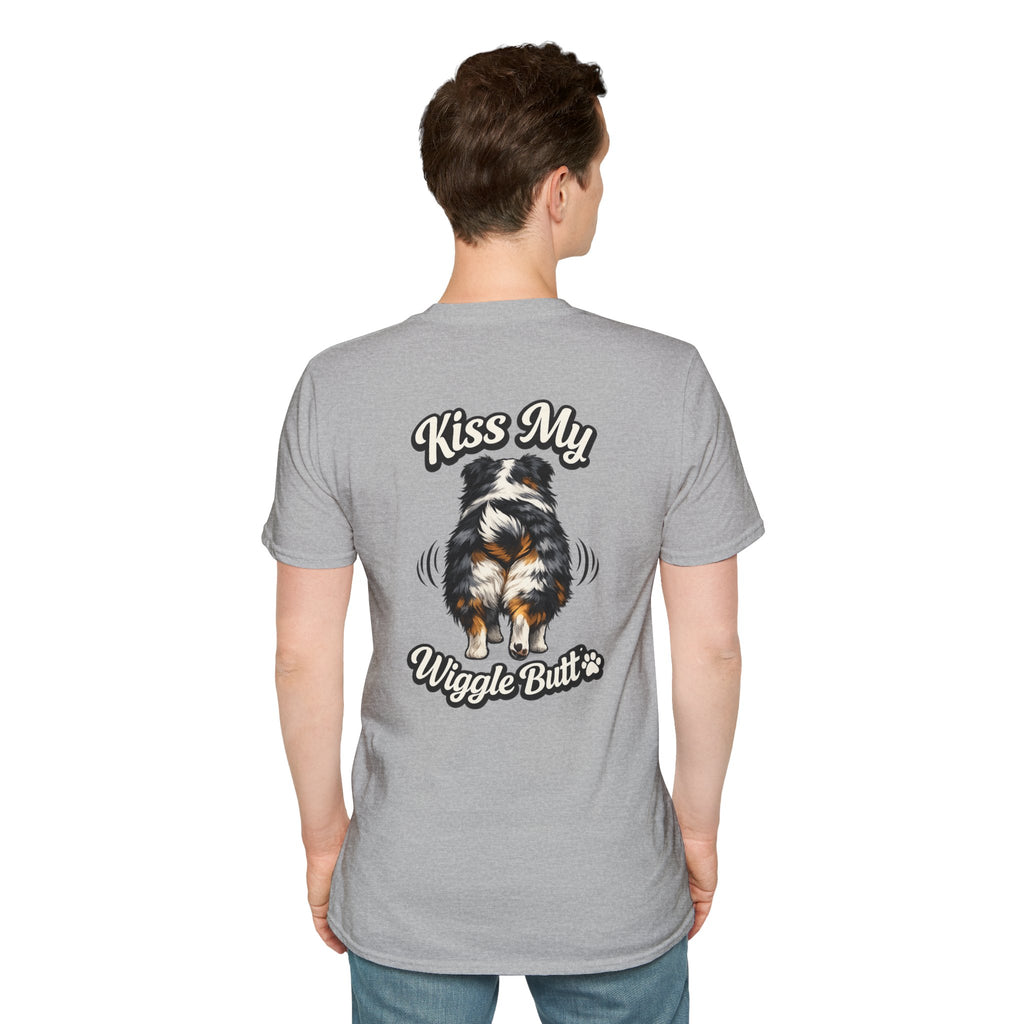 Kiss My Wiggle Butt Aussie Shirt | Australian Shepherd Funny Dog Tee | Aussie Mom Gift | Wiggle Butt Shirt