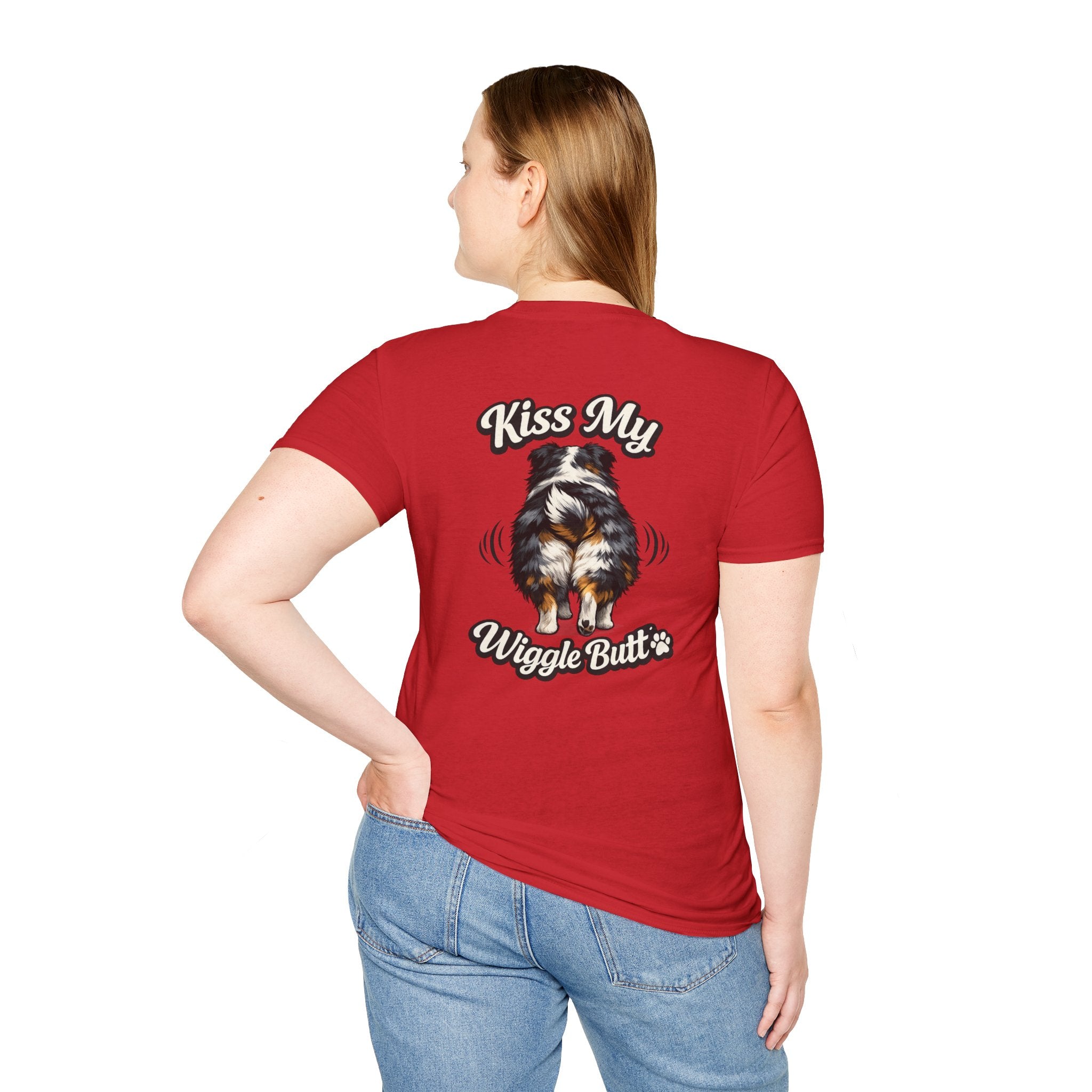 Kiss My Wiggle Butt Aussie Shirt | Australian Shepherd Funny Dog Tee | Aussie Mom Gift | Wiggle Butt Shirt