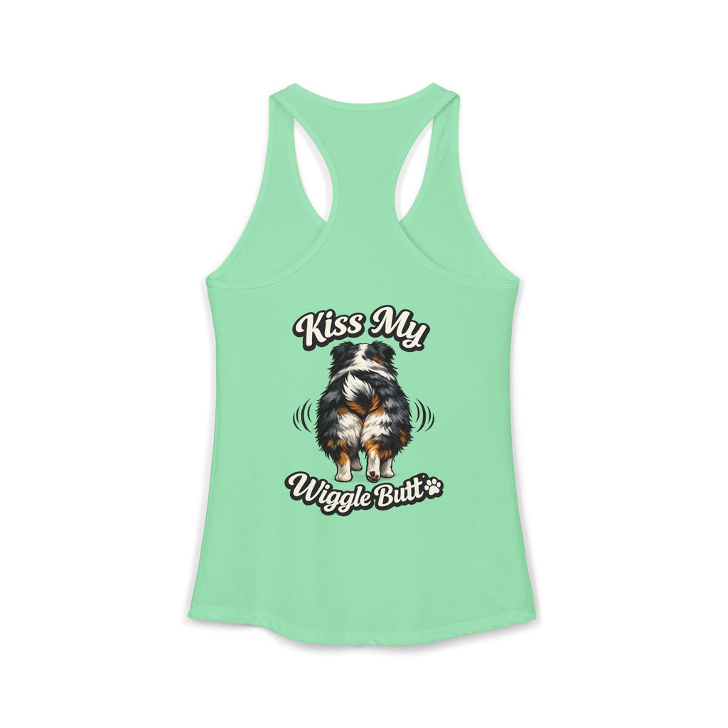 Kiss My Wiggle Butt Aussie Tank | Australian Shepherd Funny Dog Tank Top | Aussie Mom Shirt | Wiggle Butt Dog Lover Gift