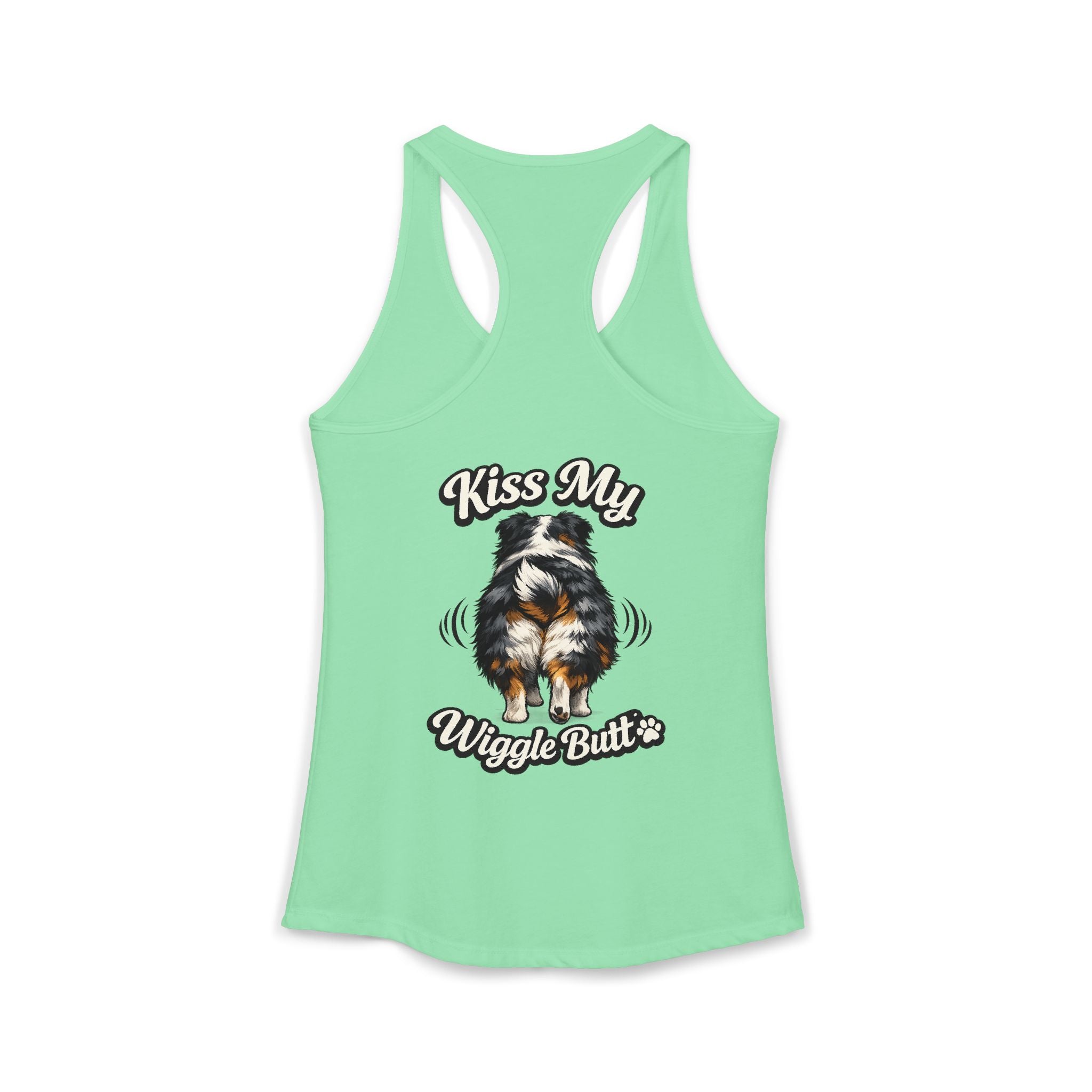 Kiss My Wiggle Butt Aussie Tank | Australian Shepherd Funny Dog Tank Top | Aussie Mom Shirt | Wiggle Butt Dog Lover Gift