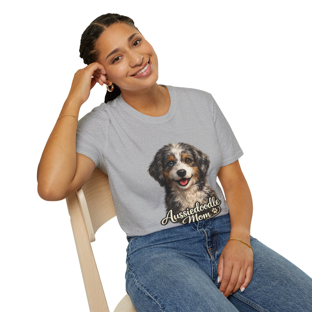 Aussiedoodle Mom T-Shirt — Cute Doodle Mom Tee for Australian Shepherd Poodle Mix Lovers