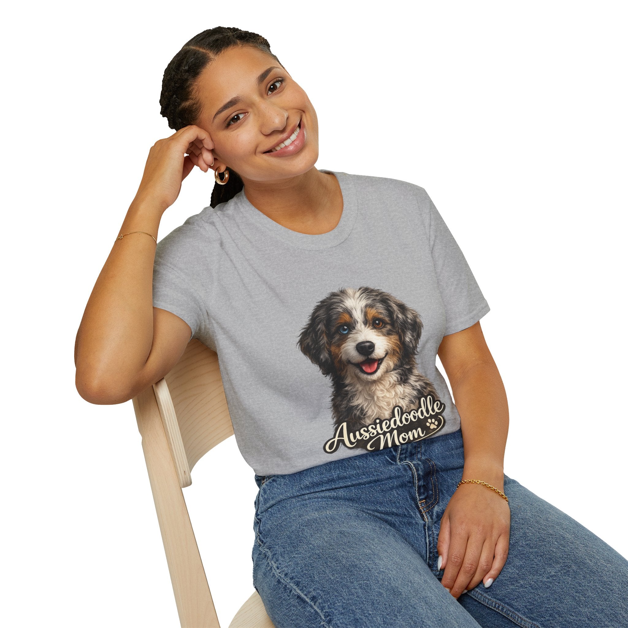 Aussiedoodle Mom T-Shirt — Cute Doodle Mom Tee for Australian Shepherd Poodle Mix Lovers