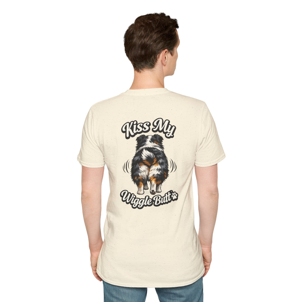 Kiss My Wiggle Butt Aussie Shirt | Australian Shepherd Funny Dog Tee | Aussie Mom Gift | Wiggle Butt Shirt