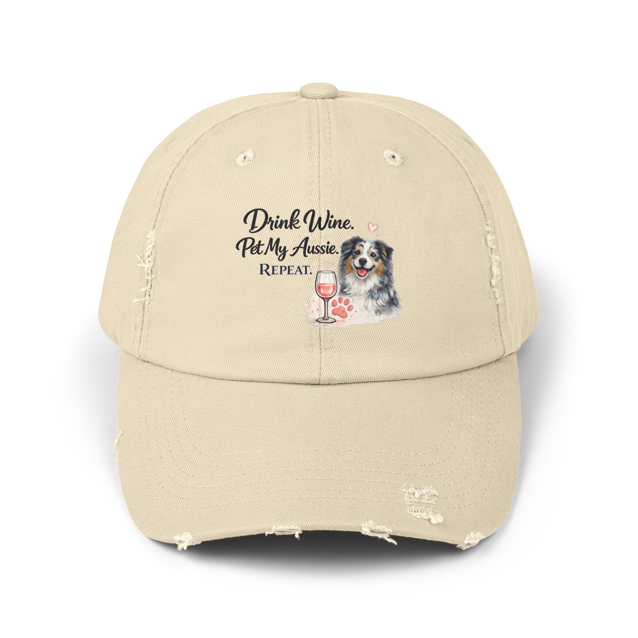 Drink Wine Pet My Aussie Repeat Hat – Funny Australian Shepherd Dog Mom Cap, Aussie Lover Gift, Dog Mom Wine Lover Hat