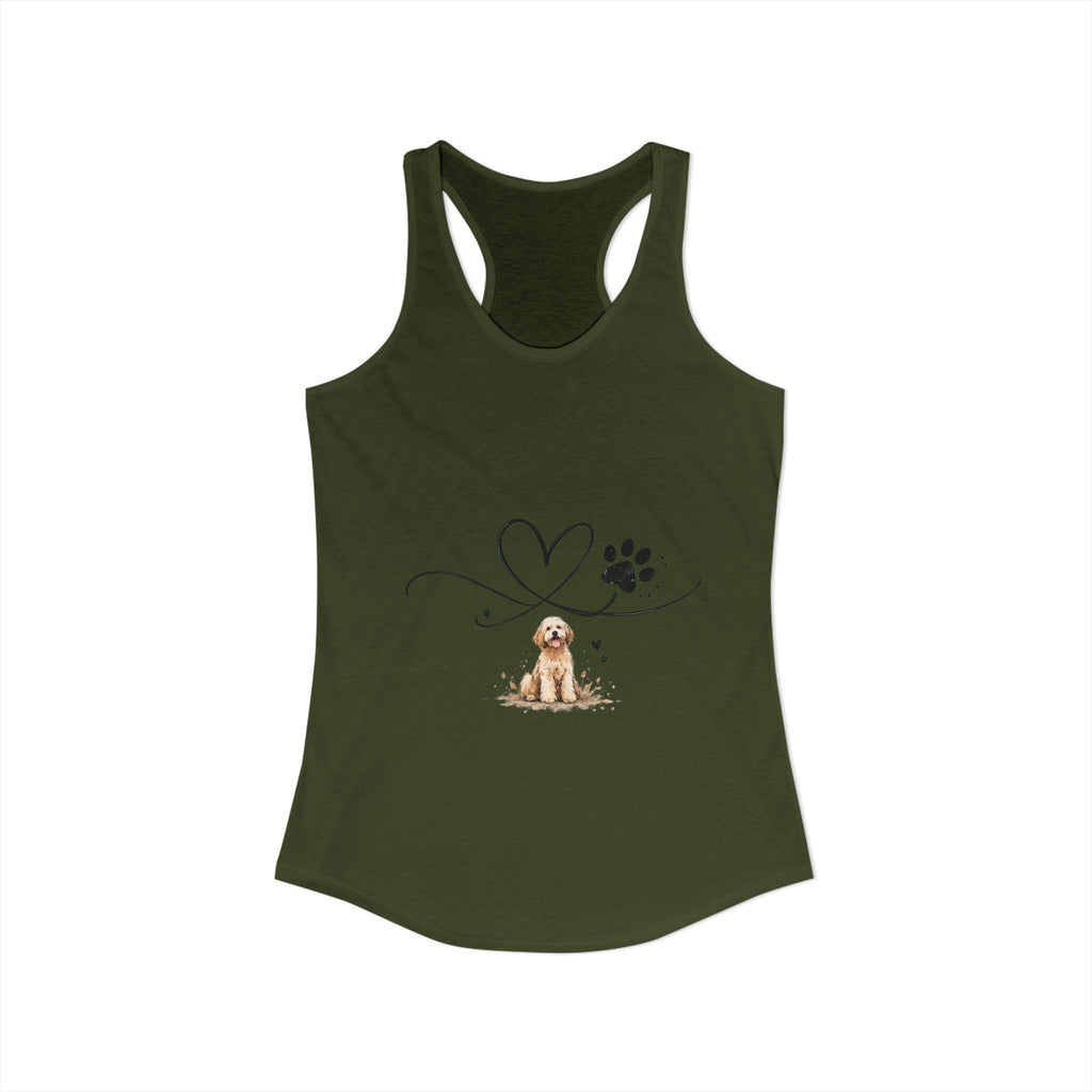 Cute Doodle Dog Mom Tank Top – Paw Print Heart Shirt, Goldendoodle Lover Gift, Racerback Tank